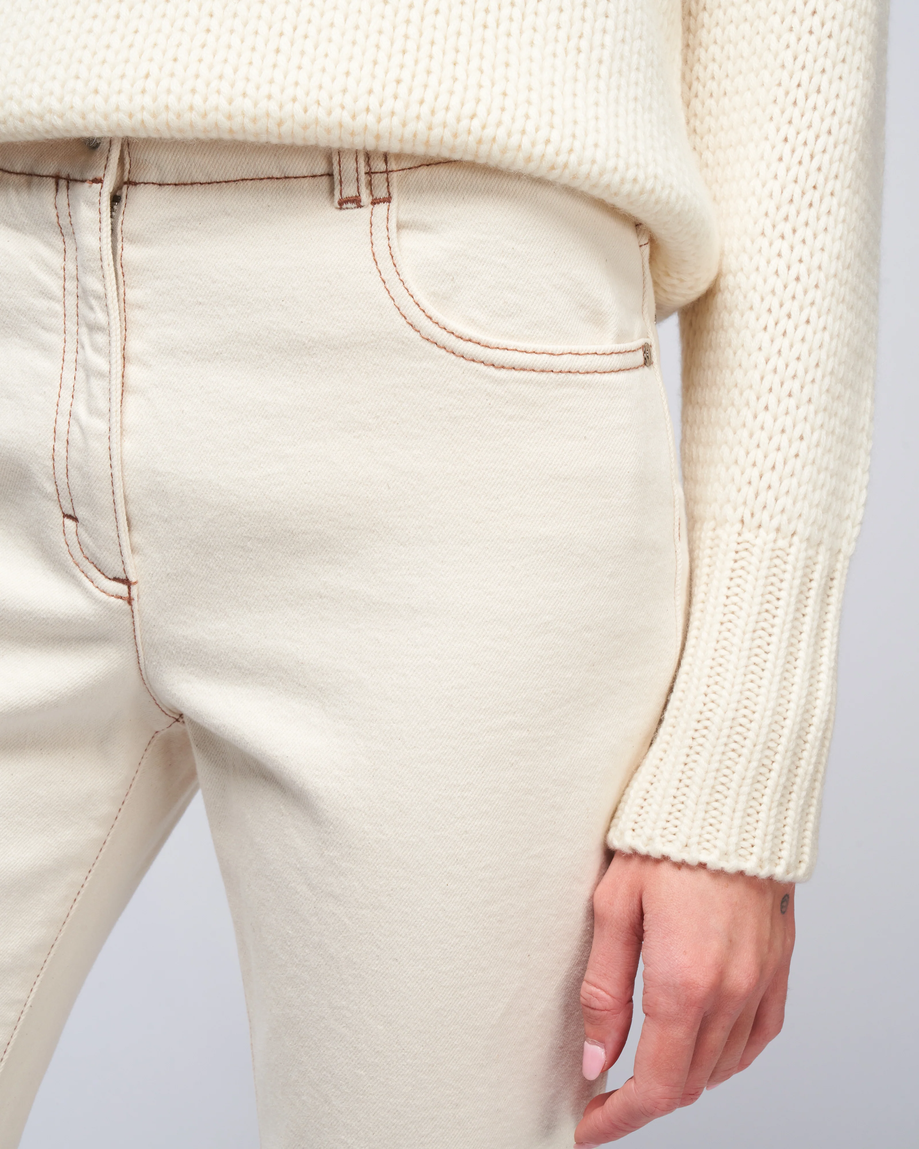 woman denim pant - almond white denim - Image 5