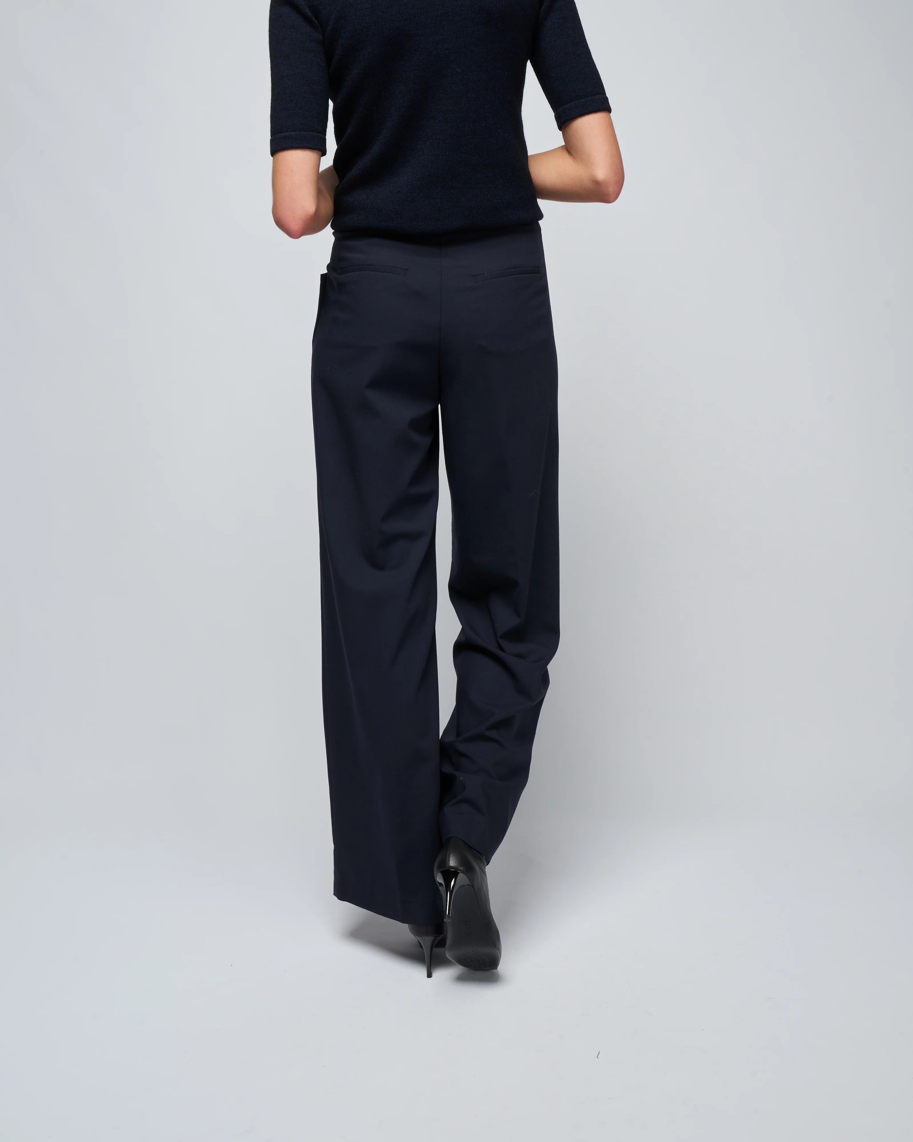 woman pant with darts - navy blue - Image 4