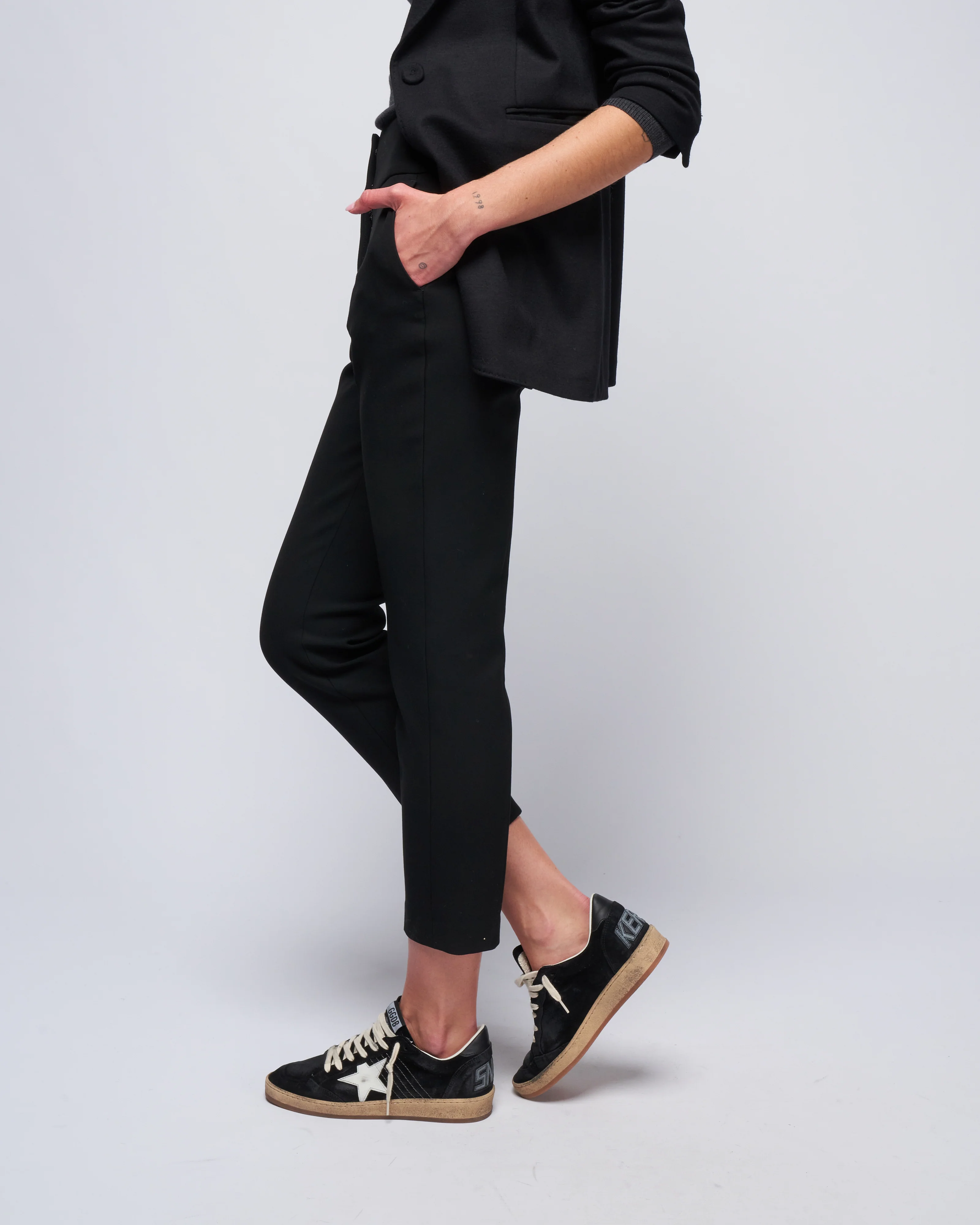 woman trousers bistretch - black canvas - Image 3