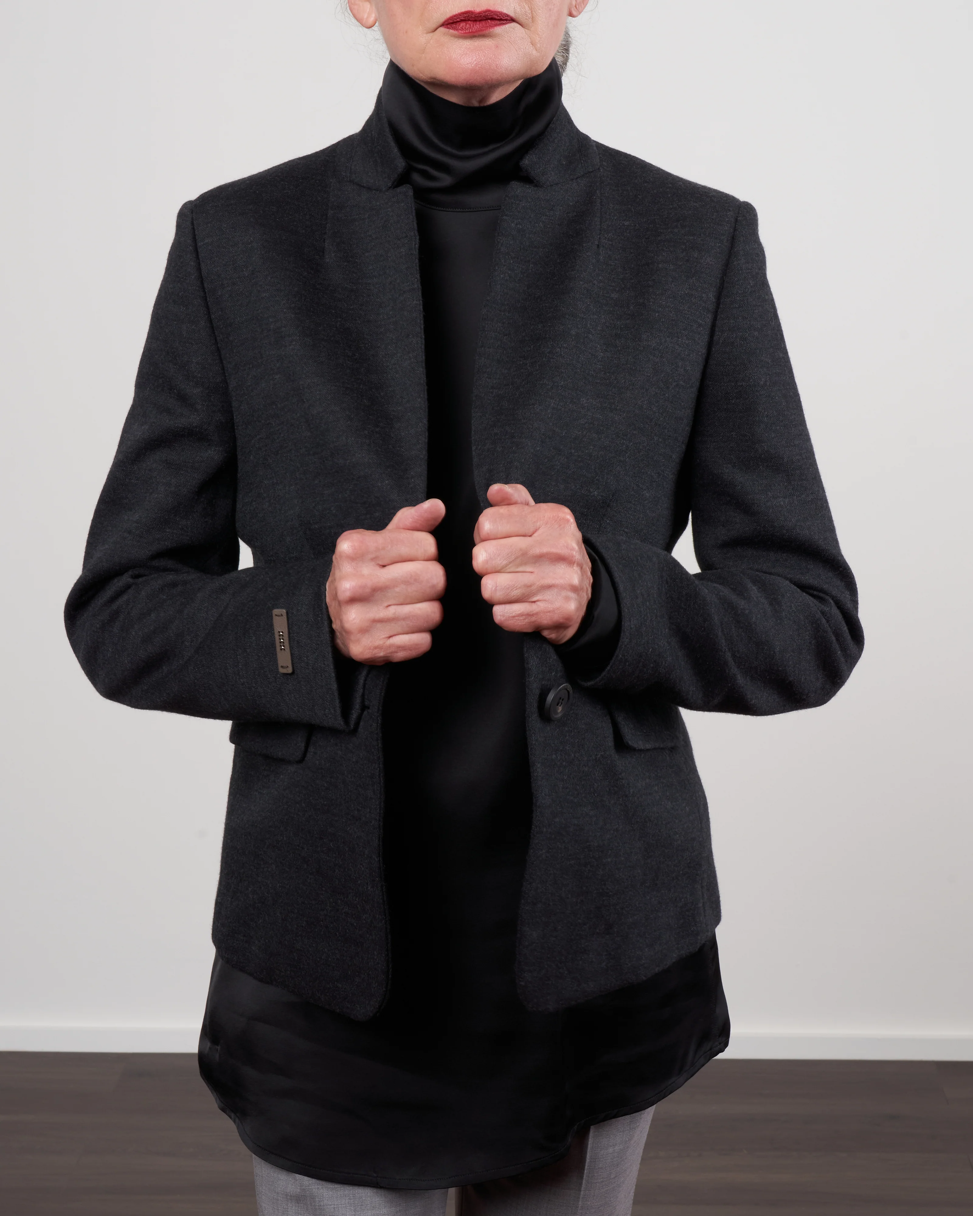 wool/cotton pique jersey jacket - dark grey - Image 2