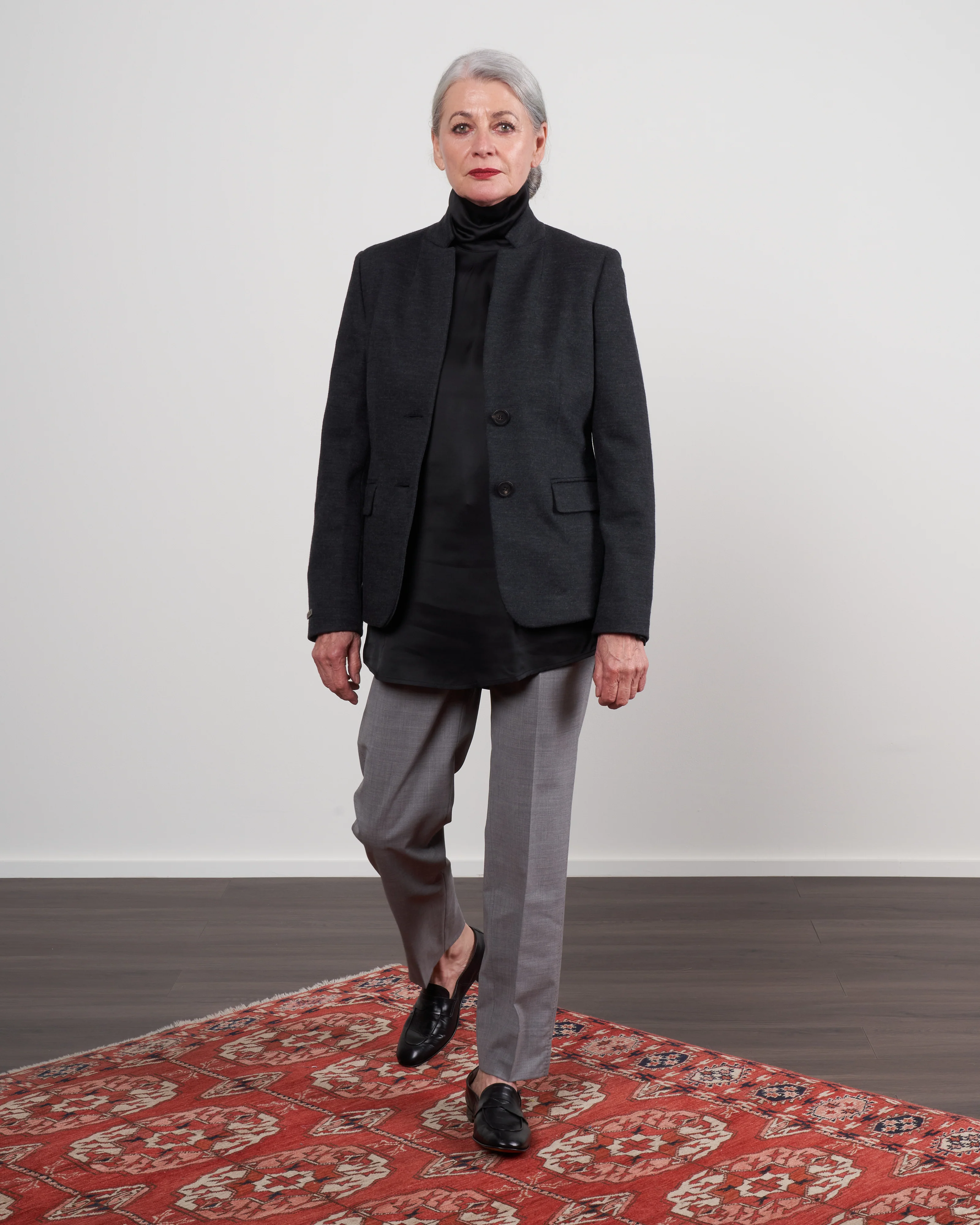 wool/cotton pique jersey jacket - dark grey - Image 3