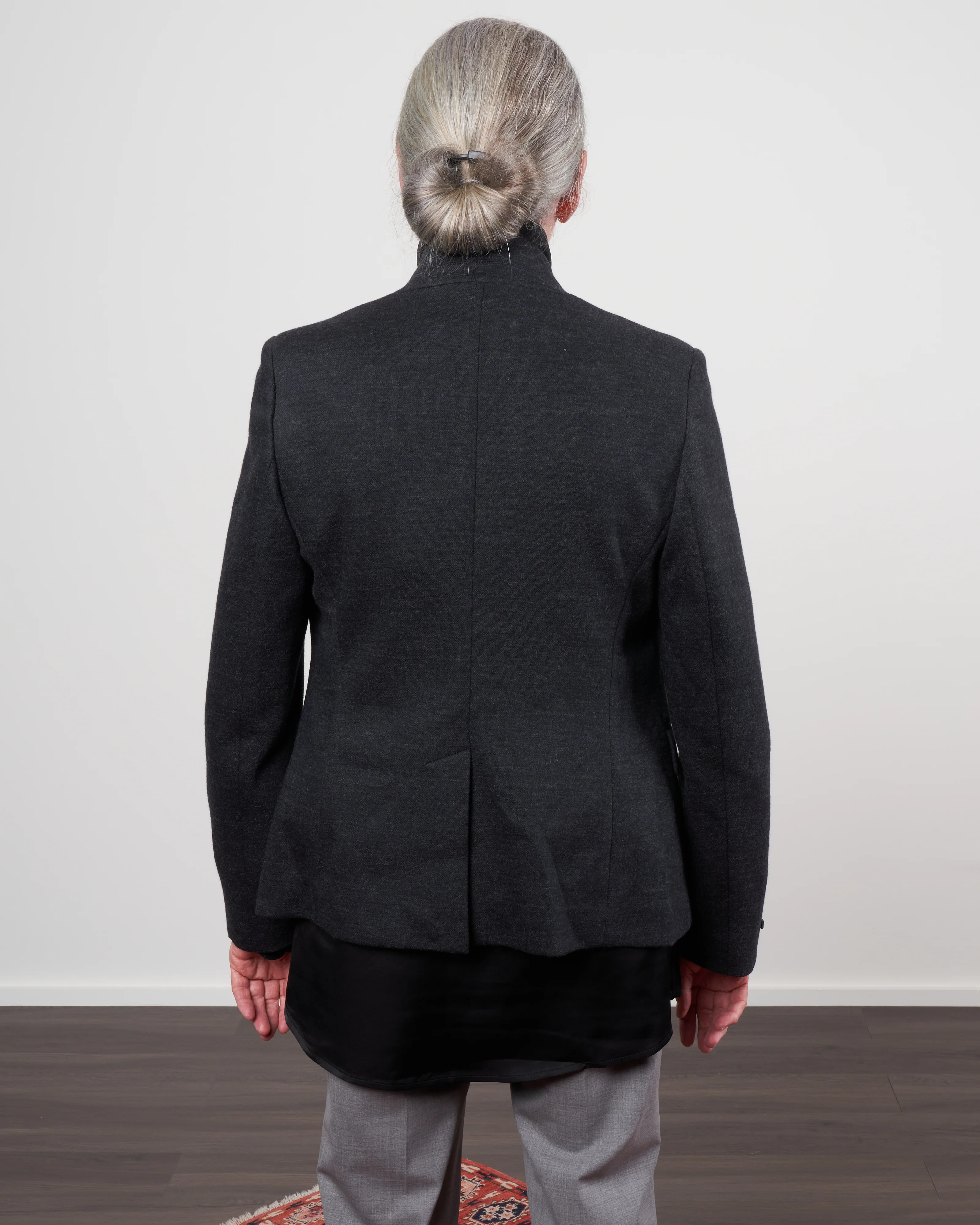 wool/cotton pique jersey jacket - dark grey - Image 4