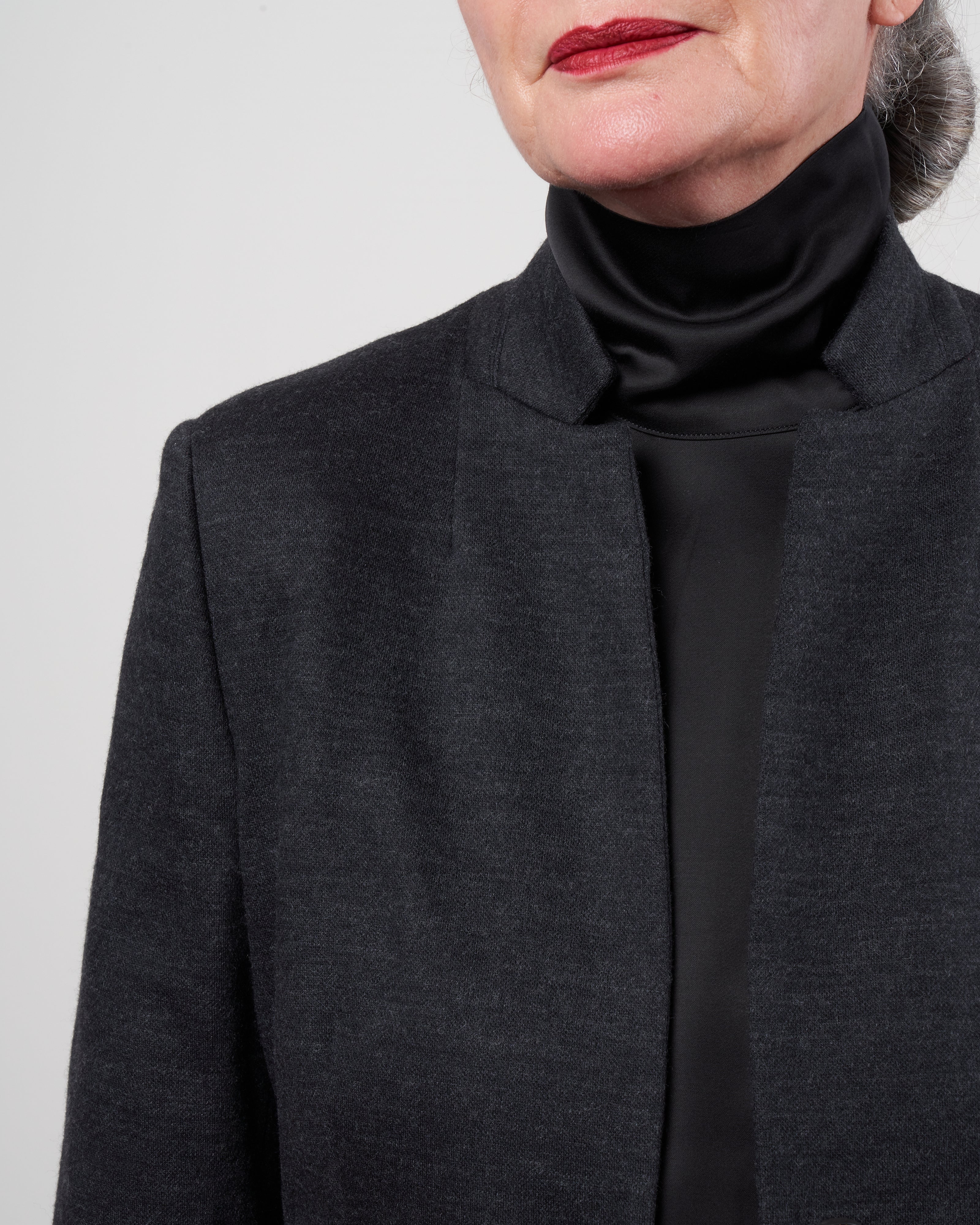 wool/cotton pique jersey jacket - dark grey - Image 5