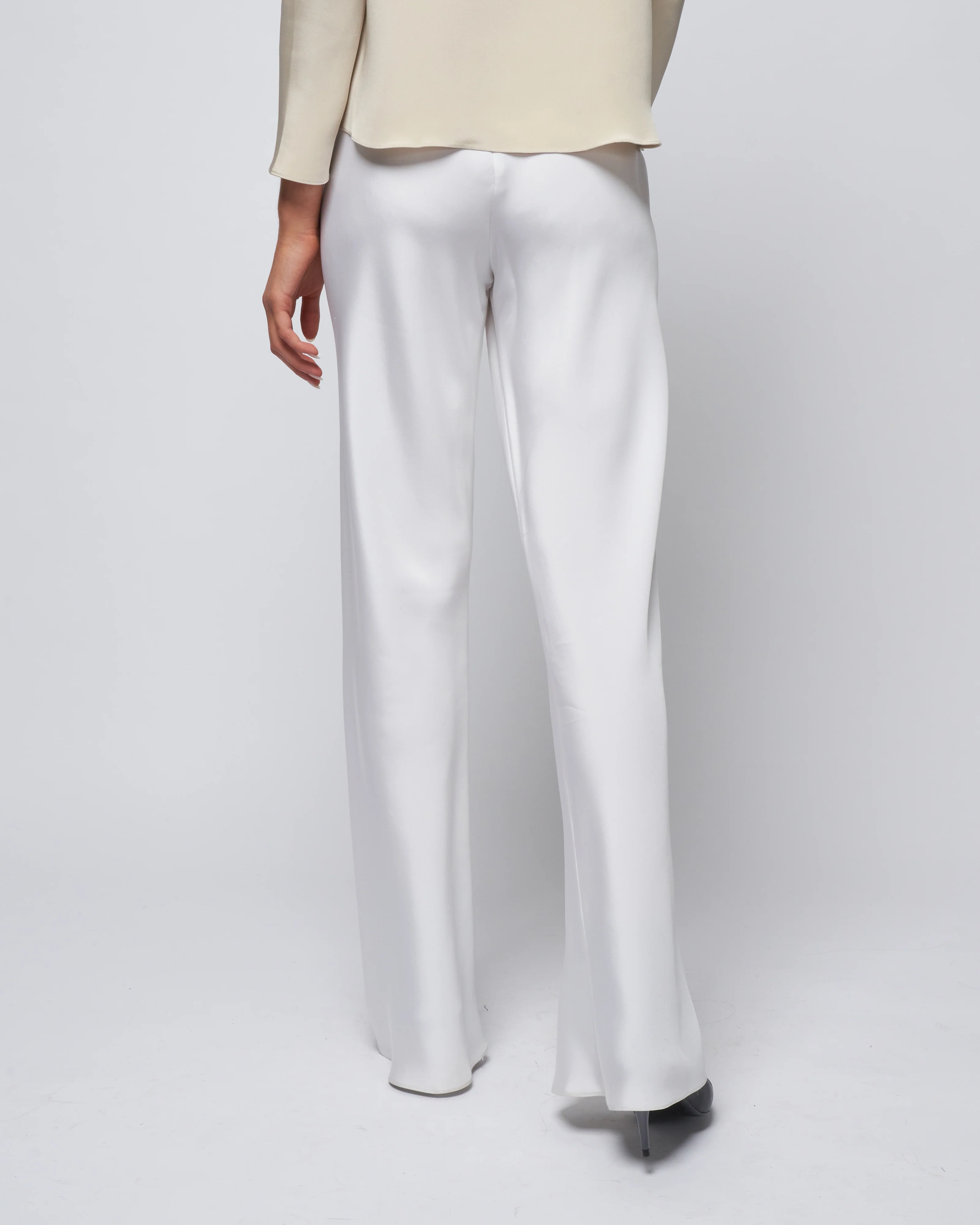 bias wide pant - bright white silk - Image 4