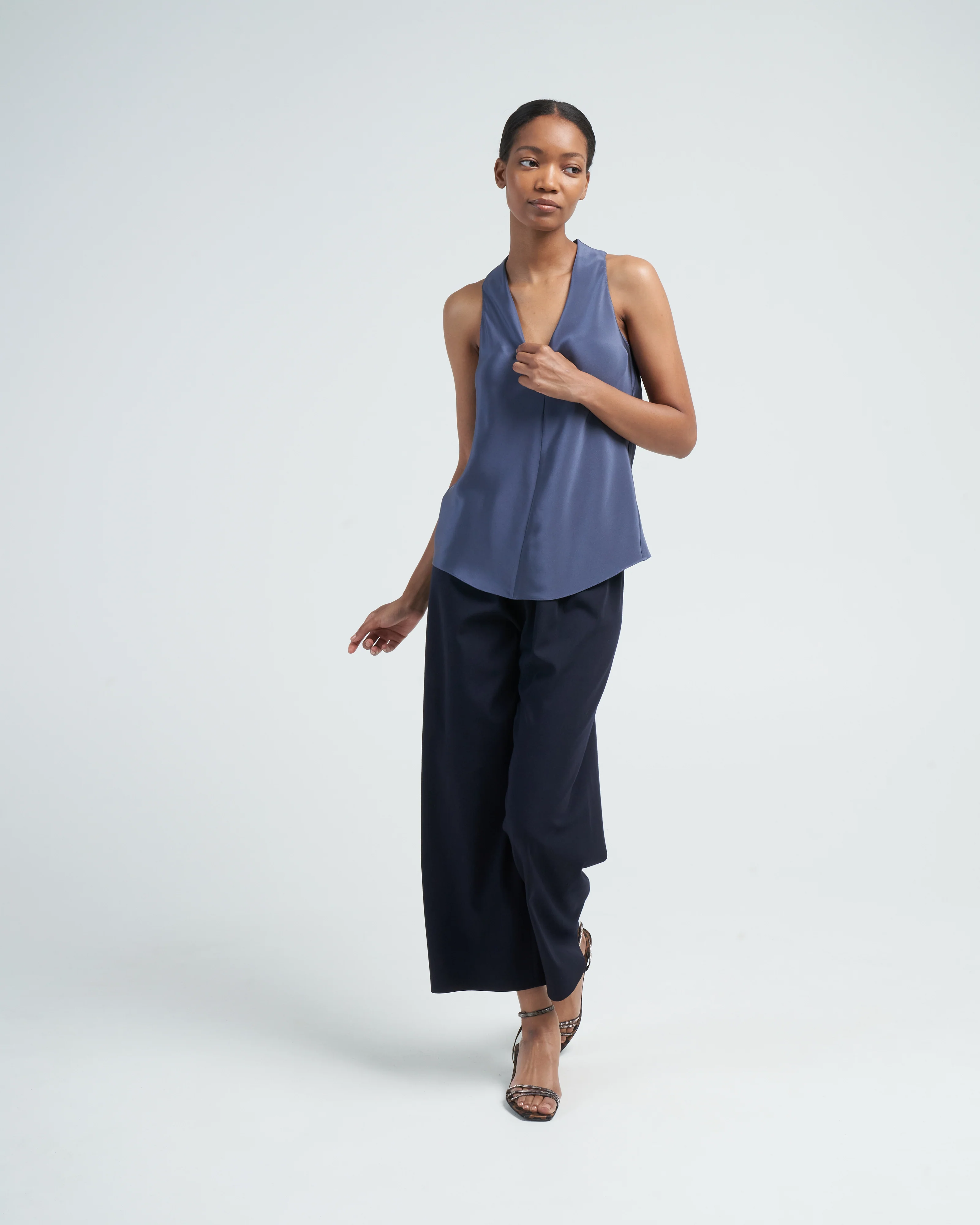 cropped pull on pant wool gabardine - Image 2