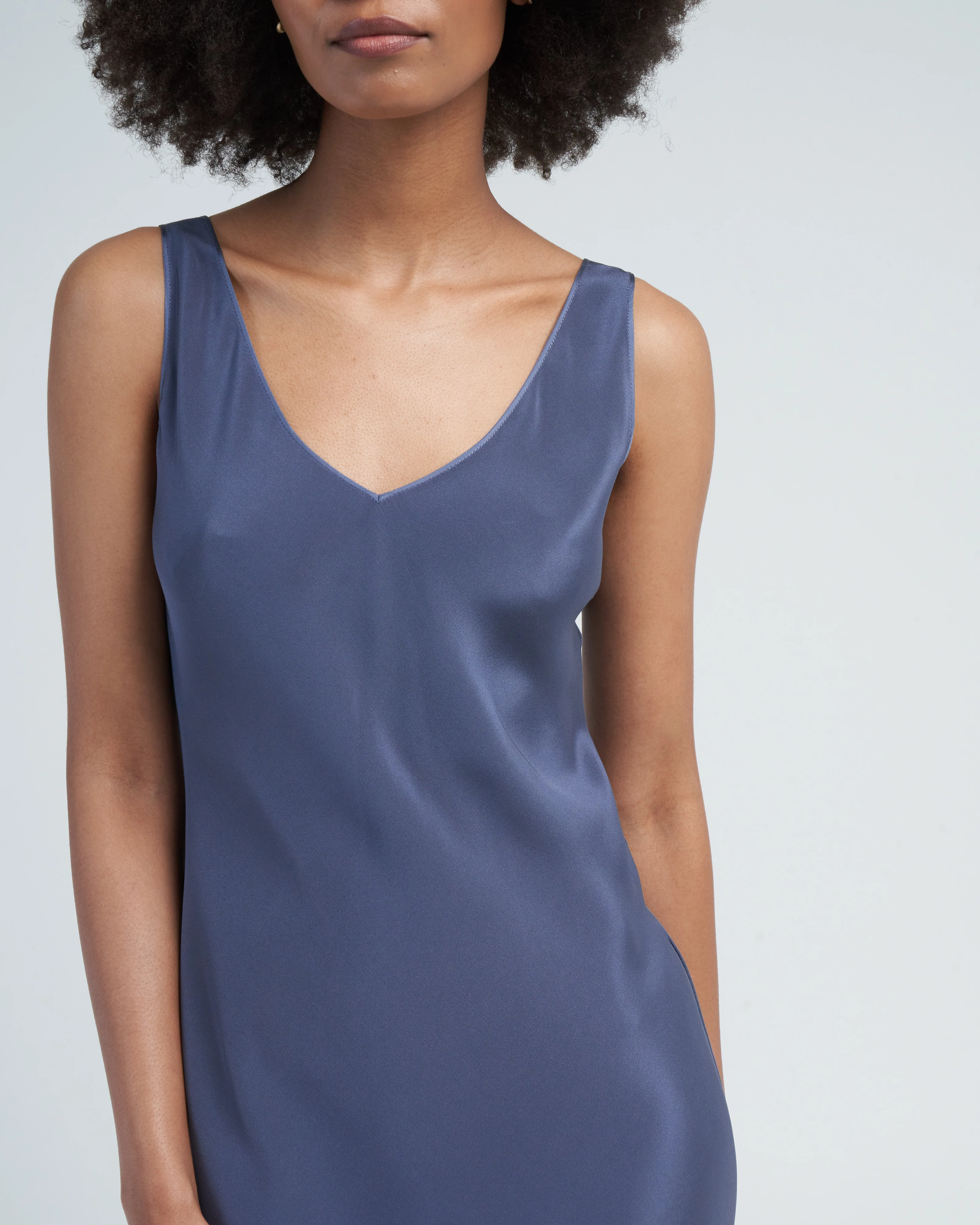 low back tea length dress - denim - Image 4
