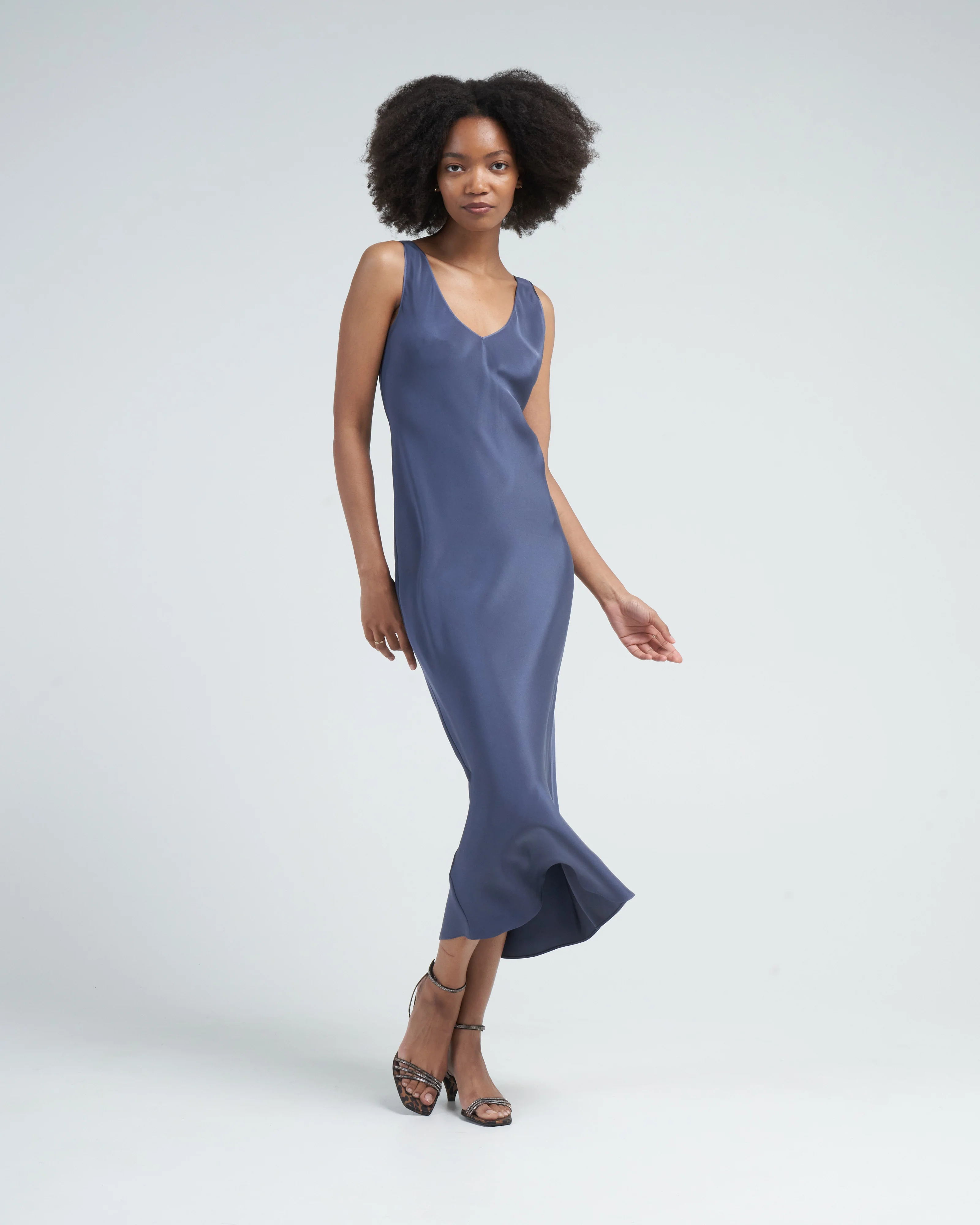 low back tea length dress - denim - Image 5