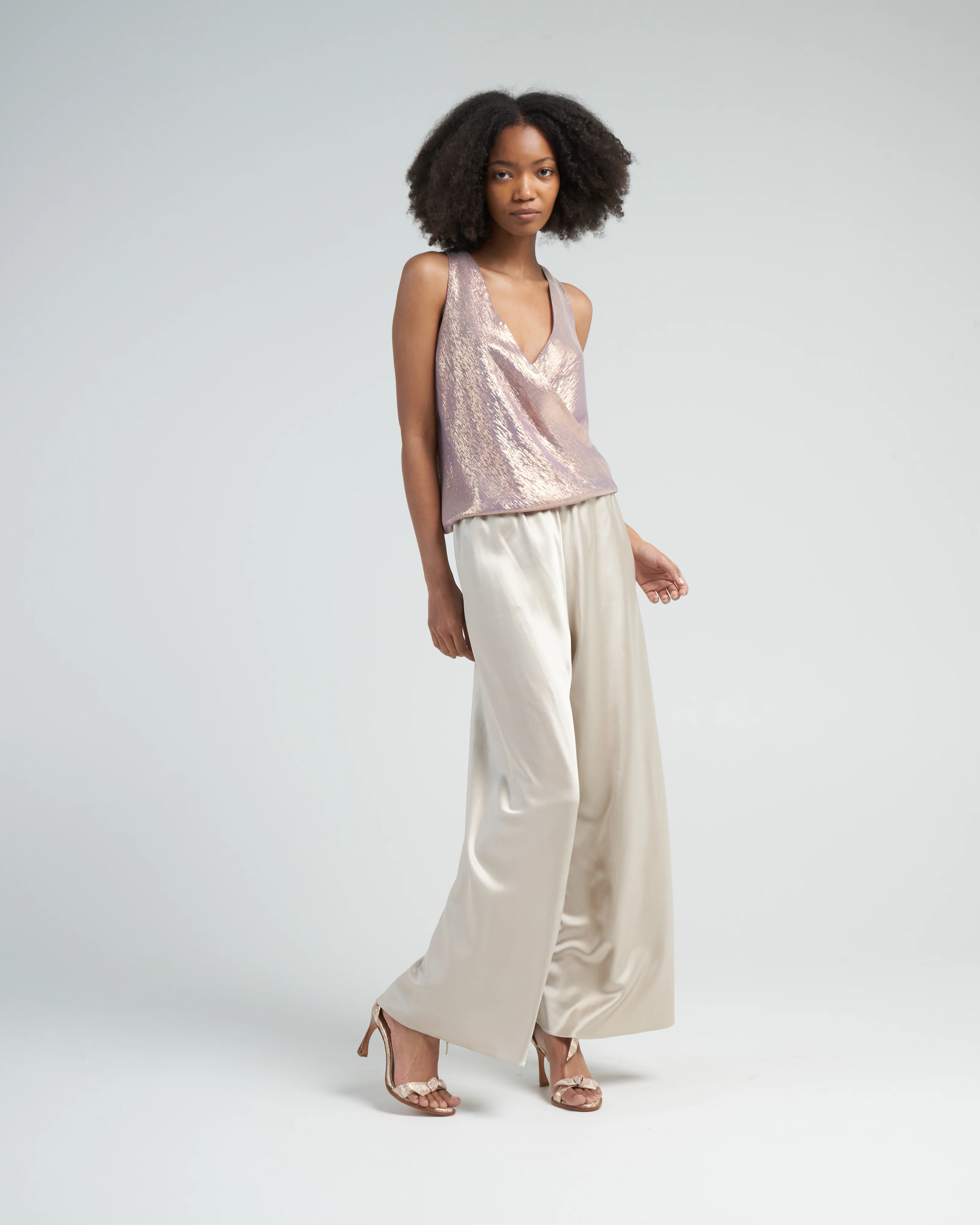 metallic chiffon hitide top - lilac - Image 2
