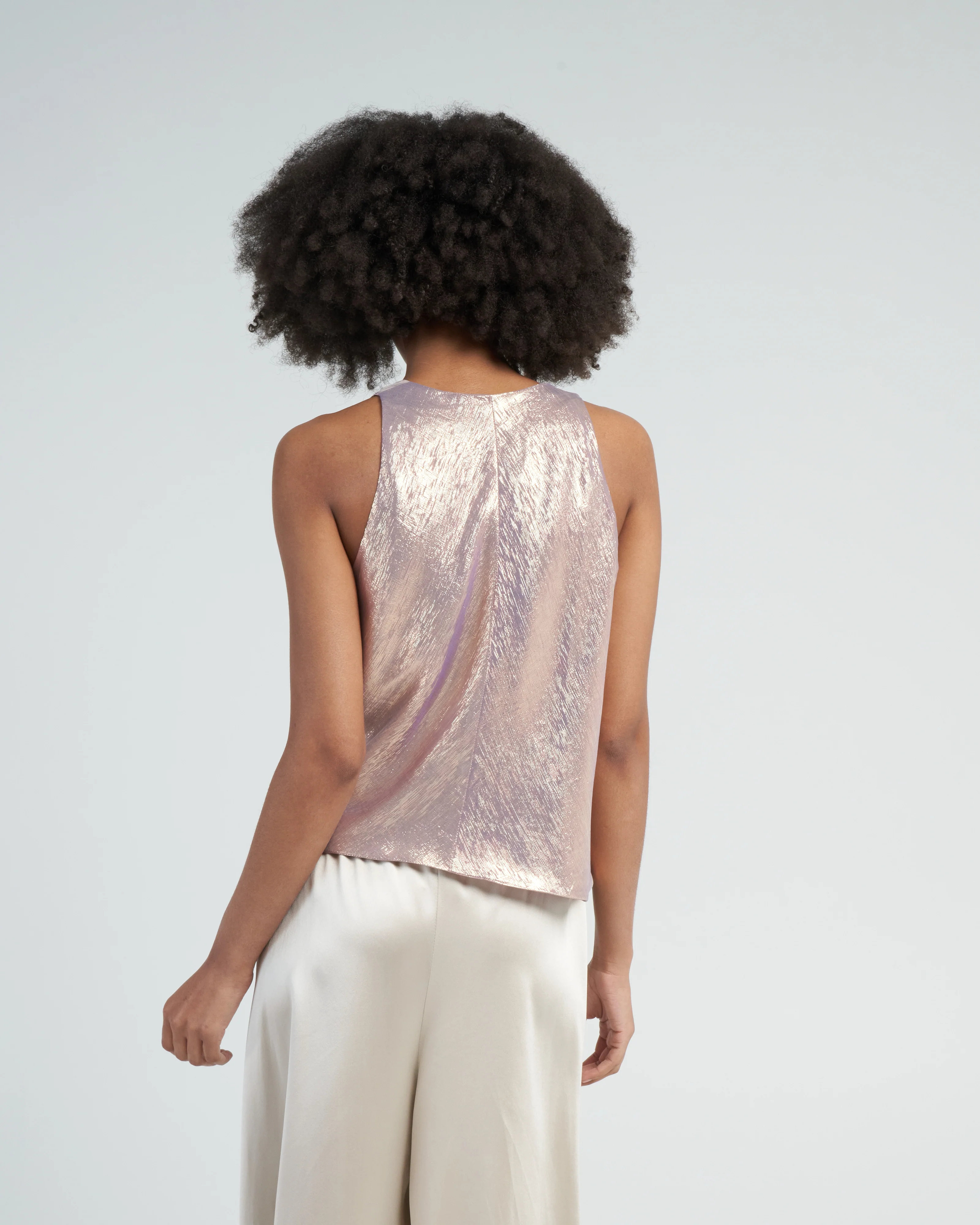 metallic chiffon hitide top - lilac - Image 4