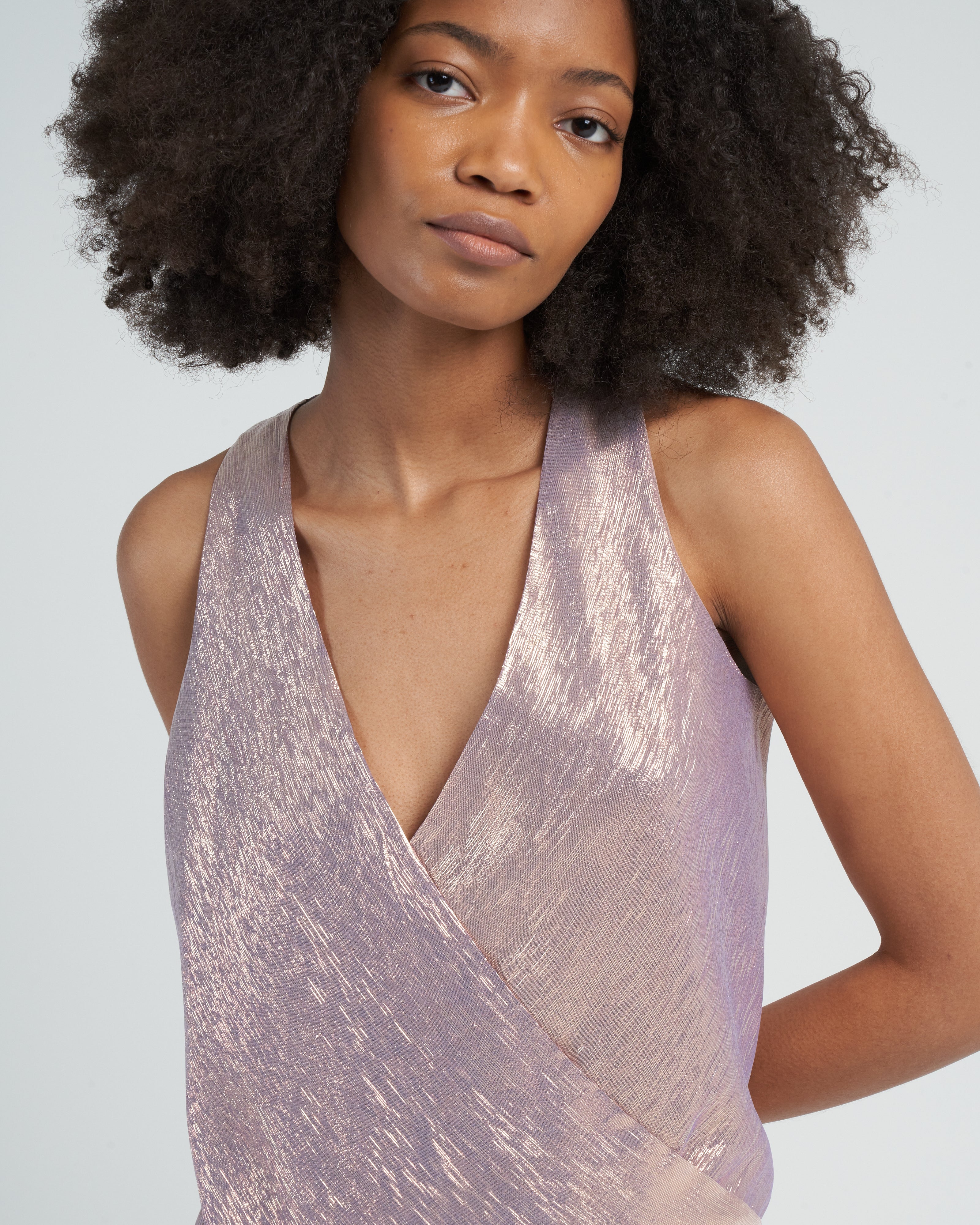metallic chiffon hitide top - lilac - Image 5
