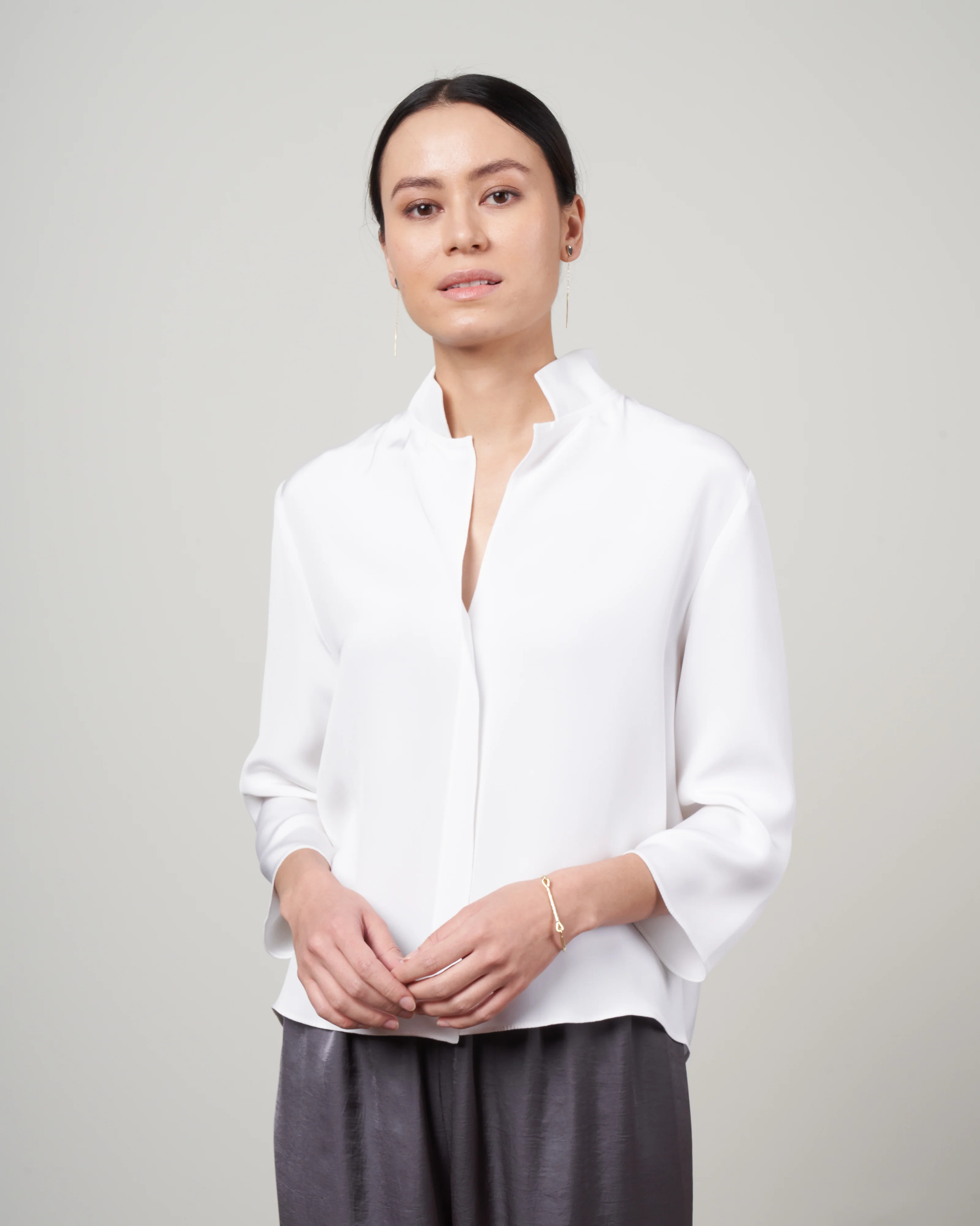 peter cohen square front frolic silk - bright white silk