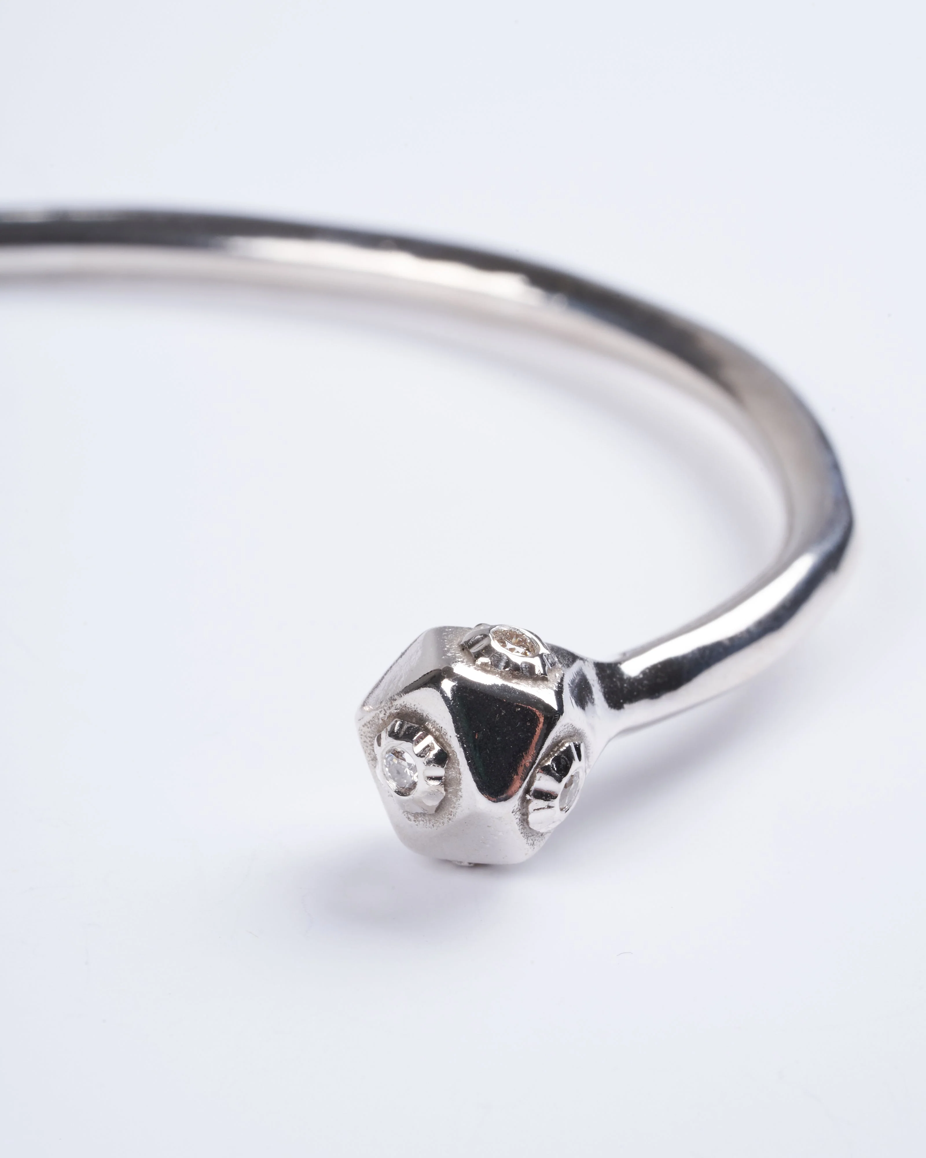 small snake head cuff sterling silver champagne diamonds - sterling - Image 3