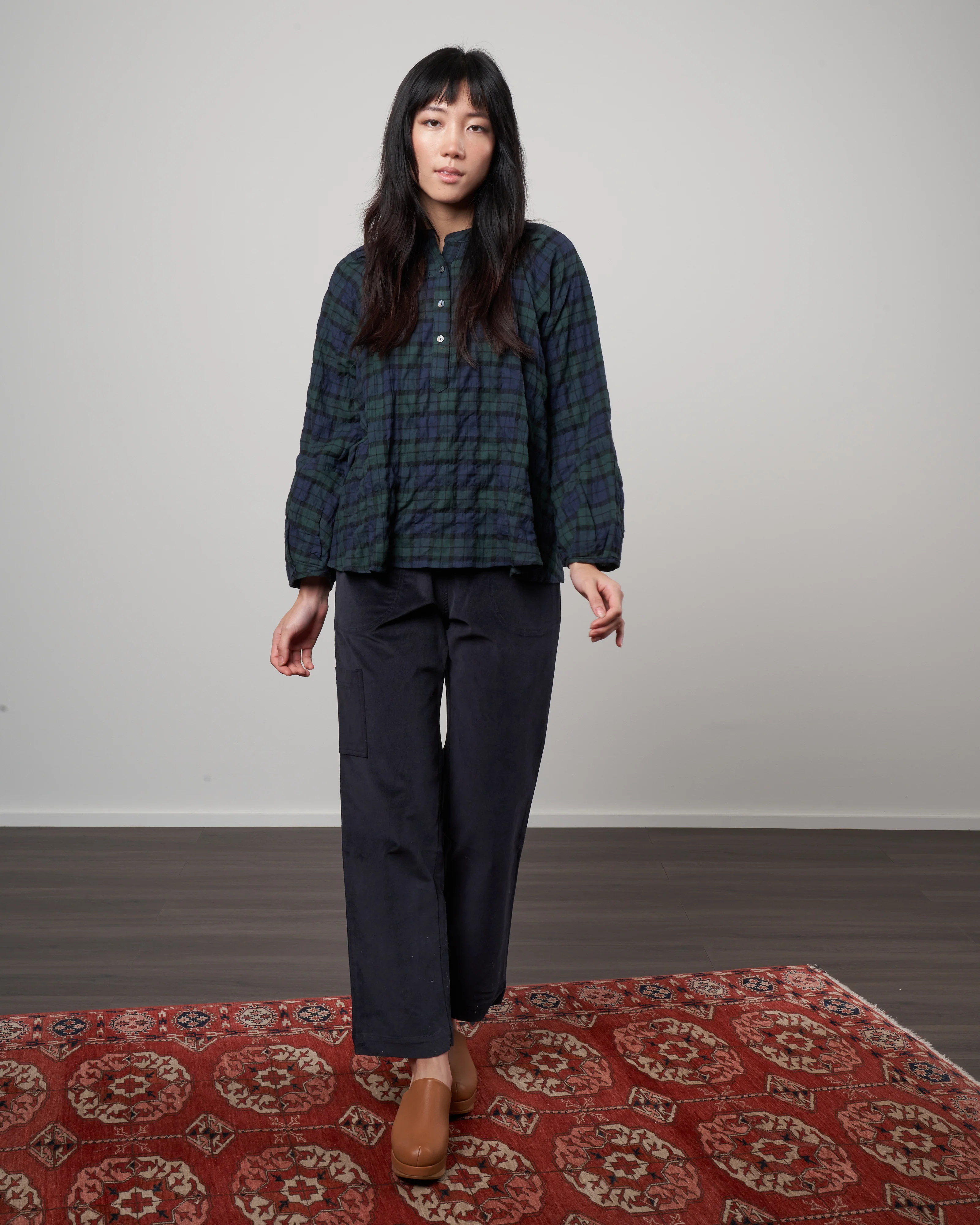 atlin blouse - forest plaid - Image 2