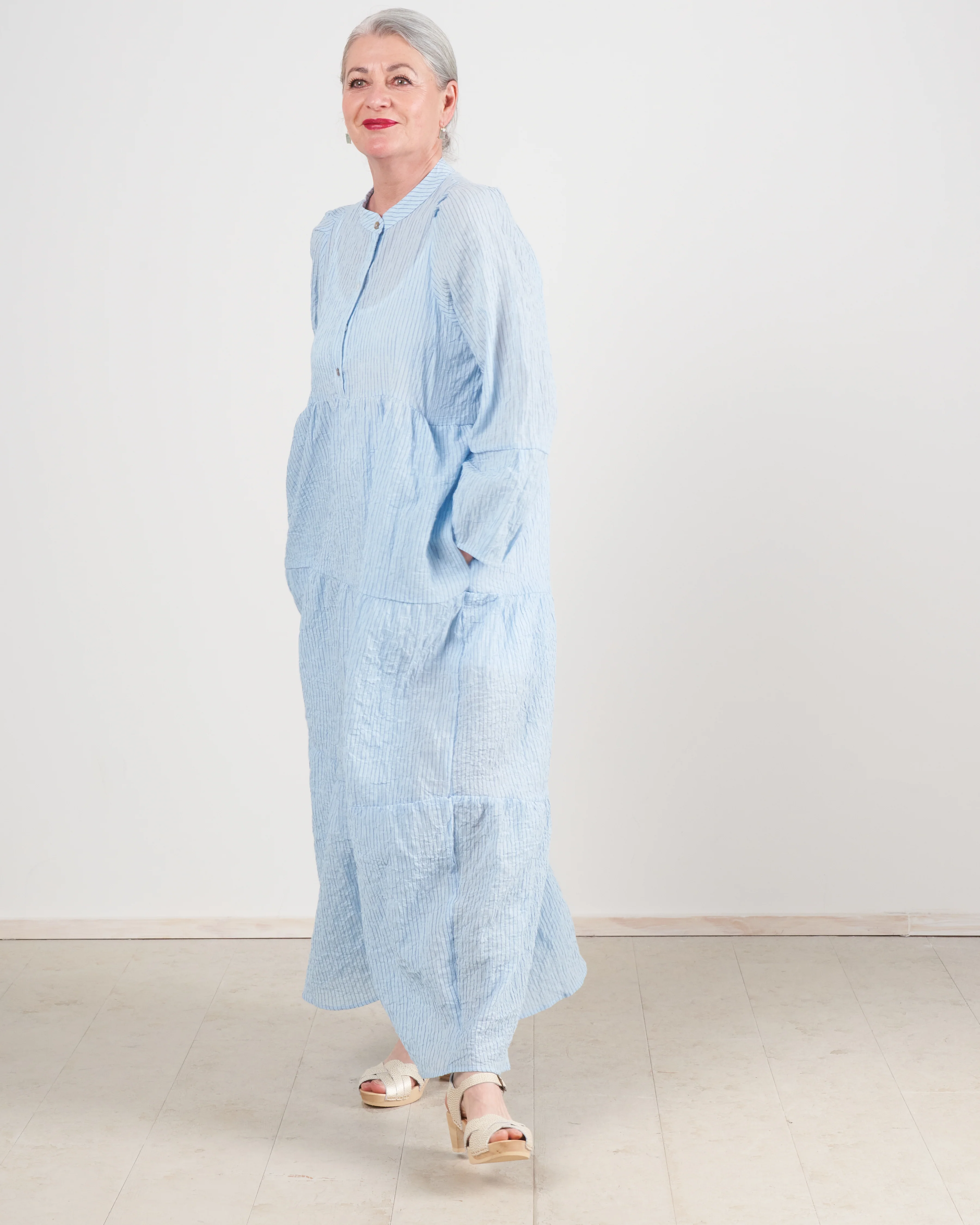 san pancho dress - pale blue stripe - Image 3