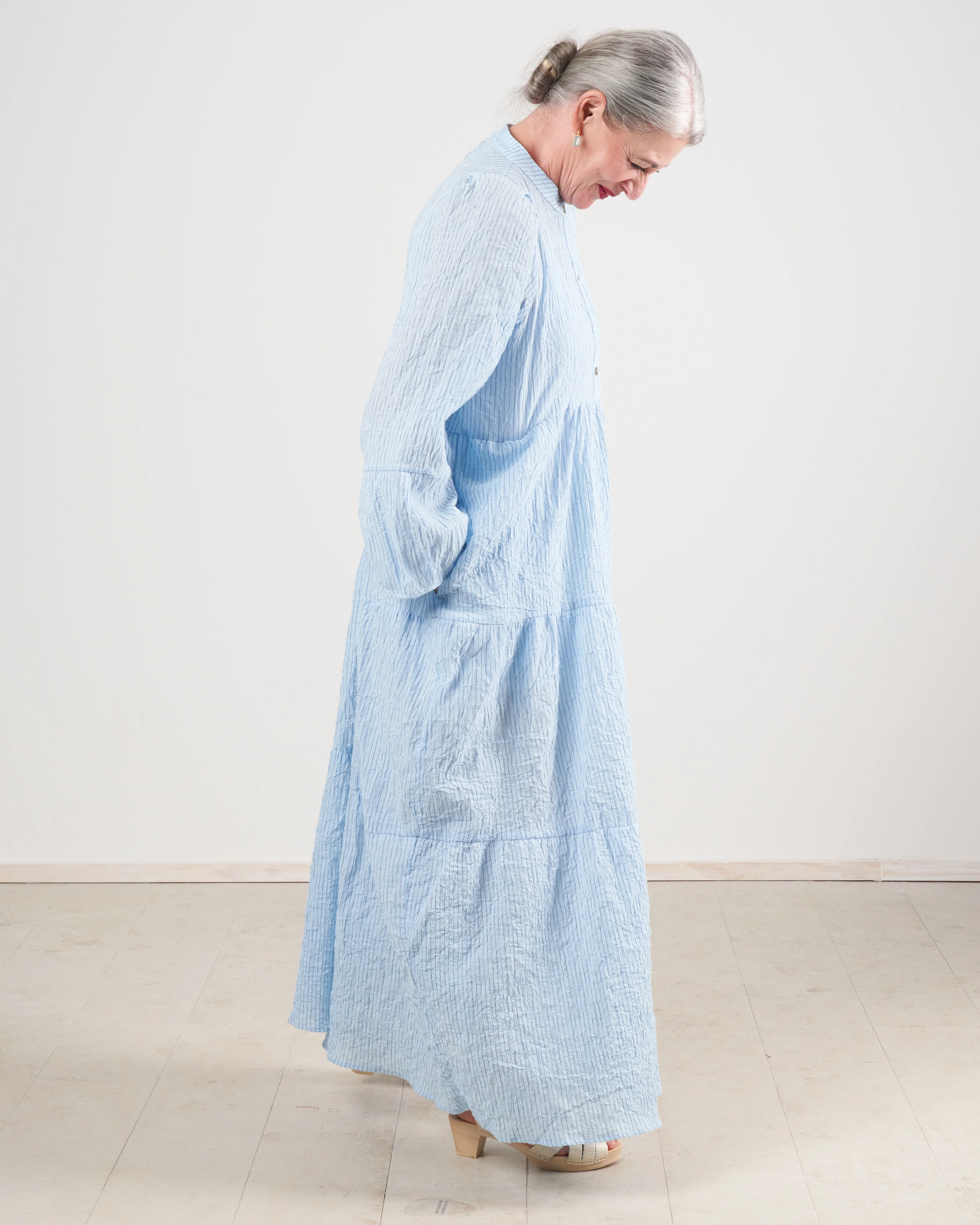 san pancho dress - pale blue stripe - Image 4