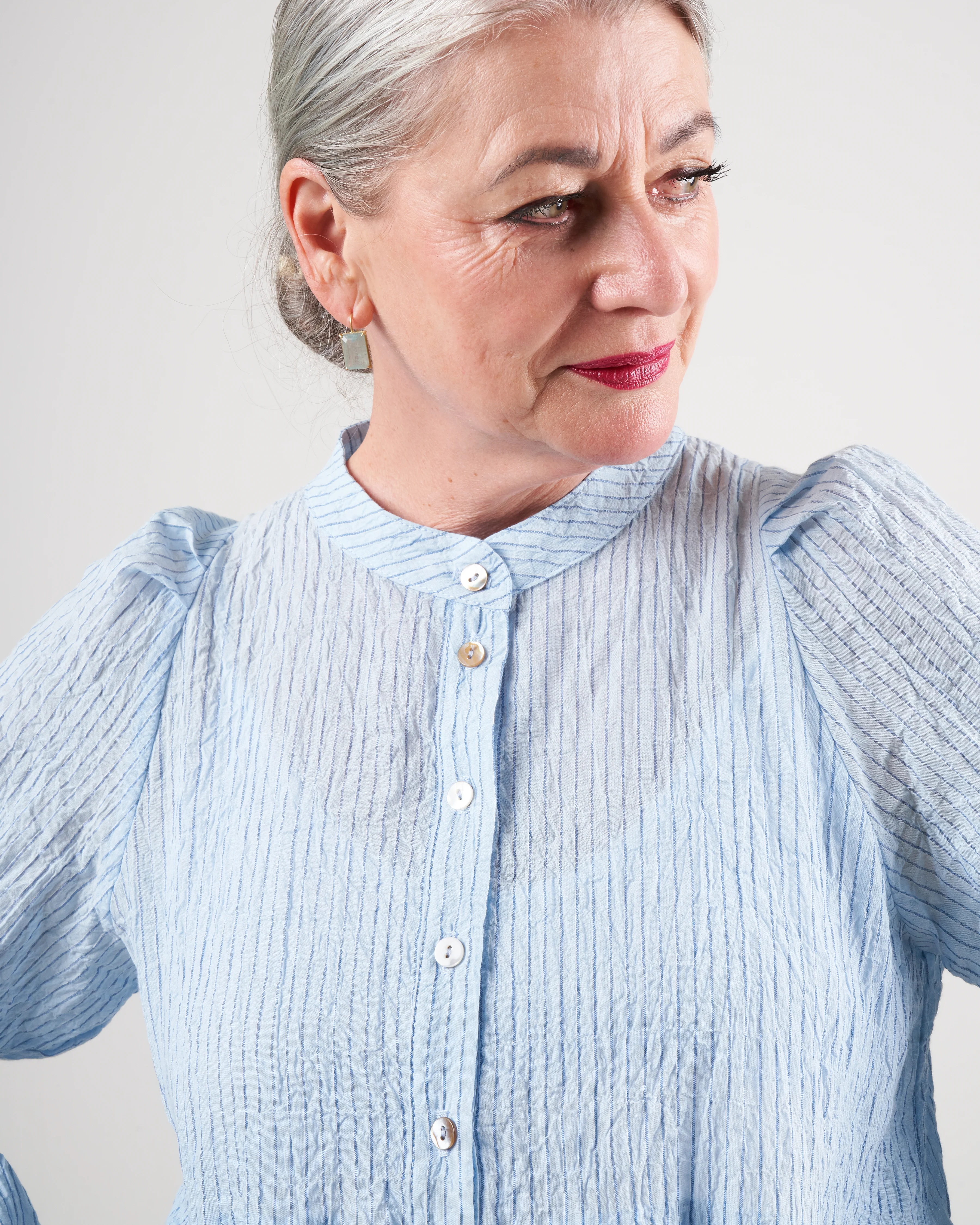 san pancho dress - pale blue stripe - Image 5