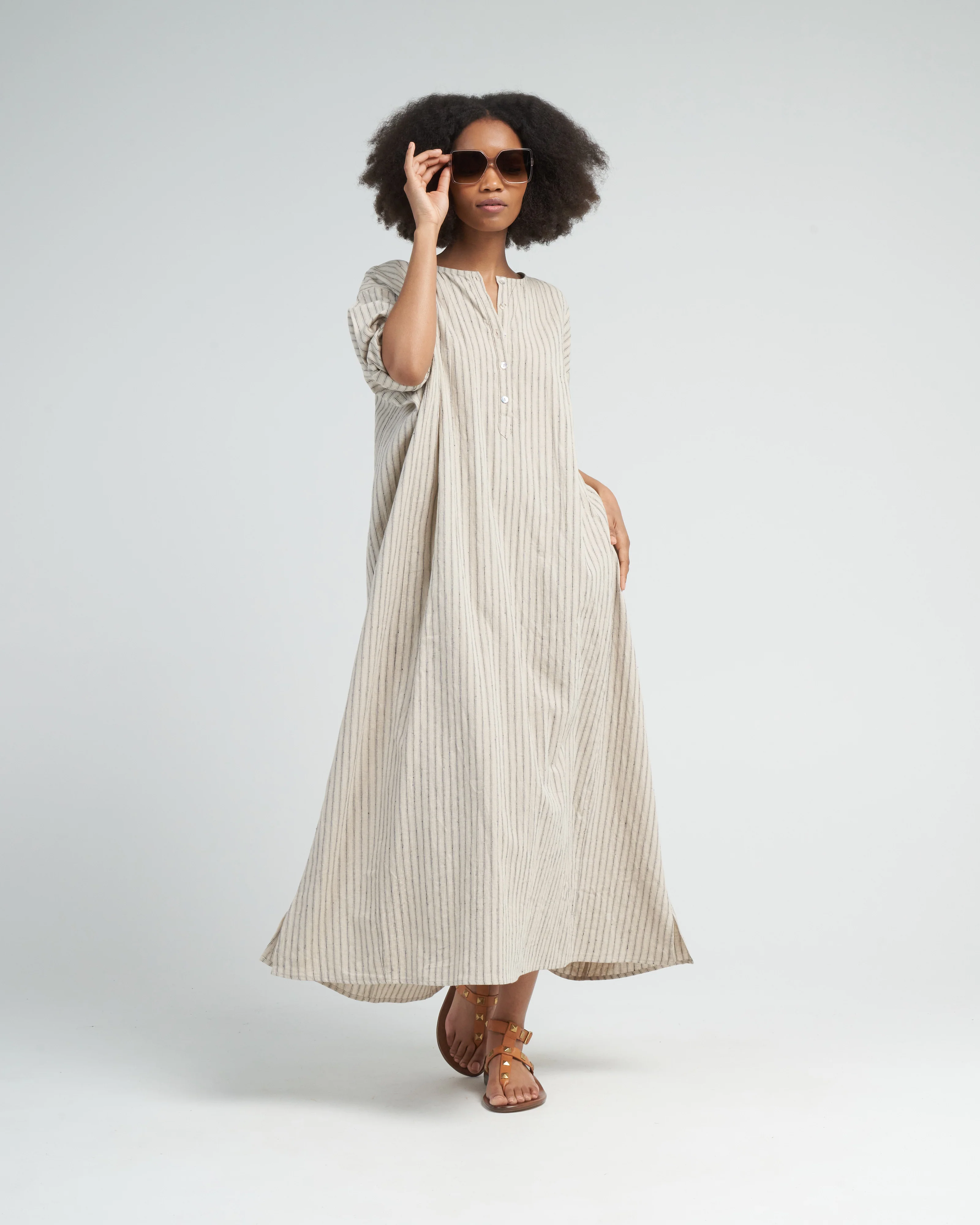 tunis dress - linen stripe - Image 2