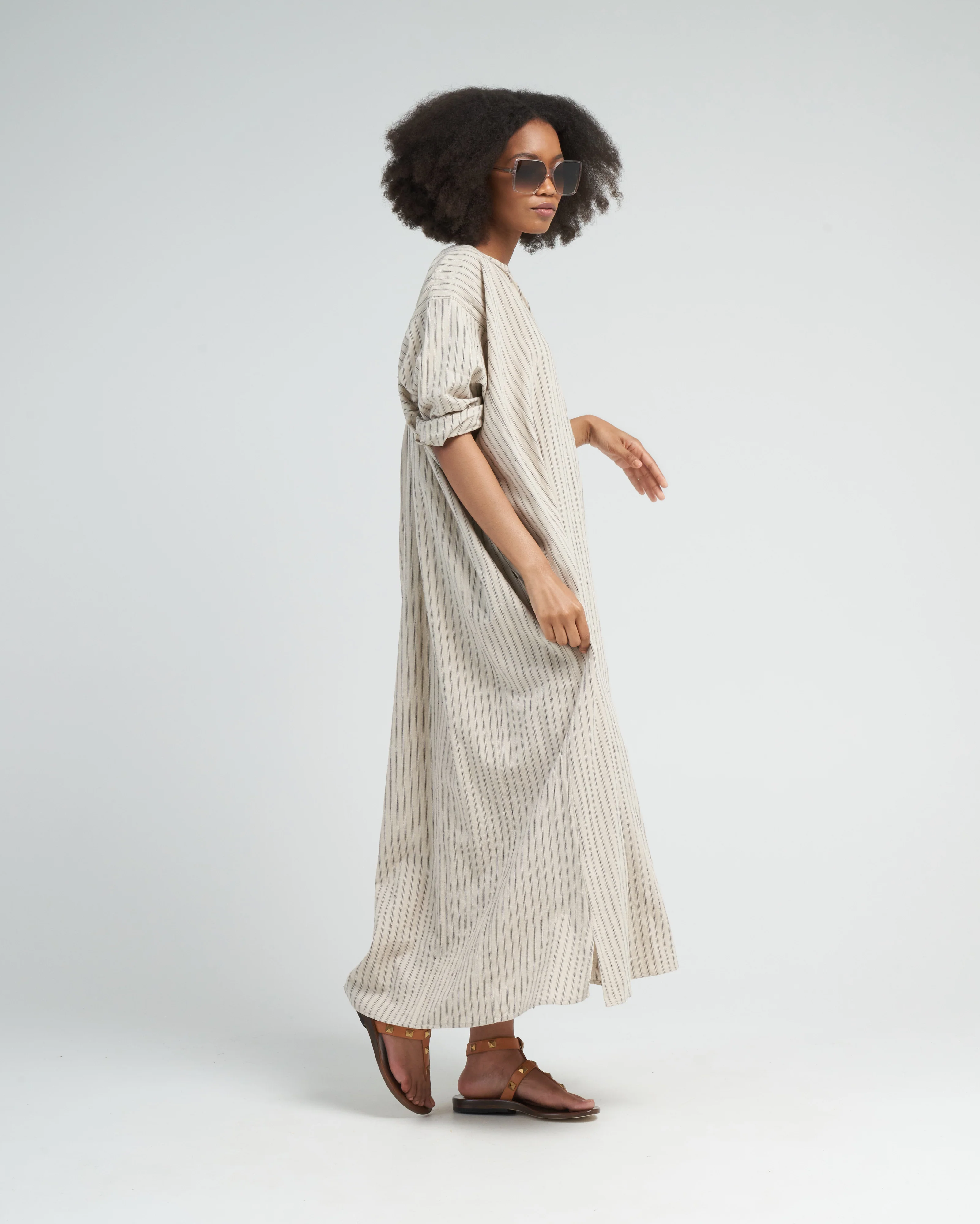 tunis dress - linen stripe - Image 3