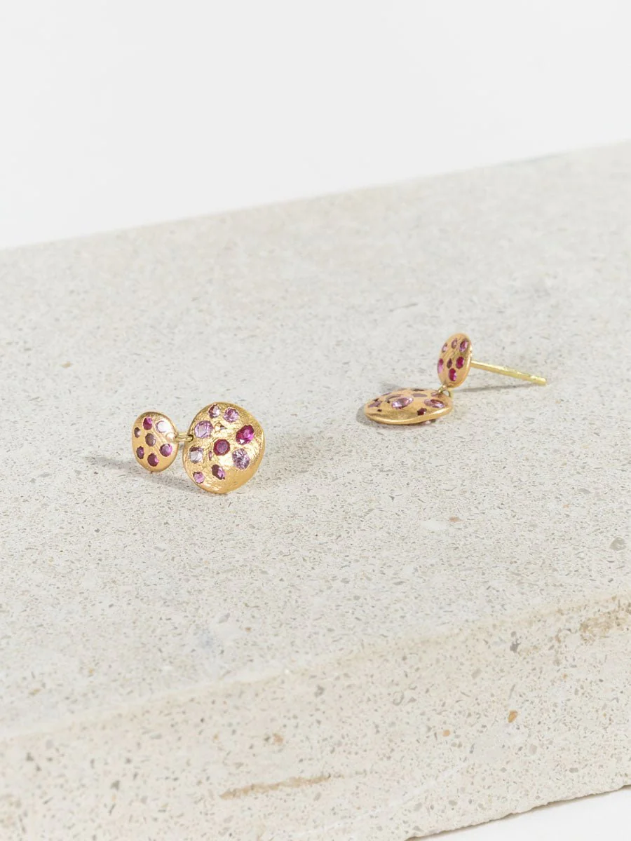 pink sapphire double drop earrings - Image 2