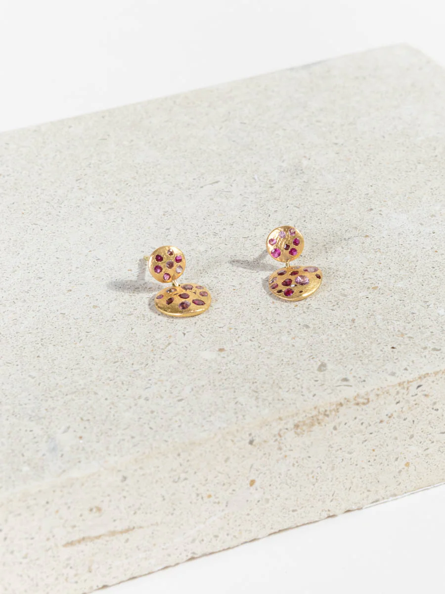 pink sapphire double drop earrings - Image 3