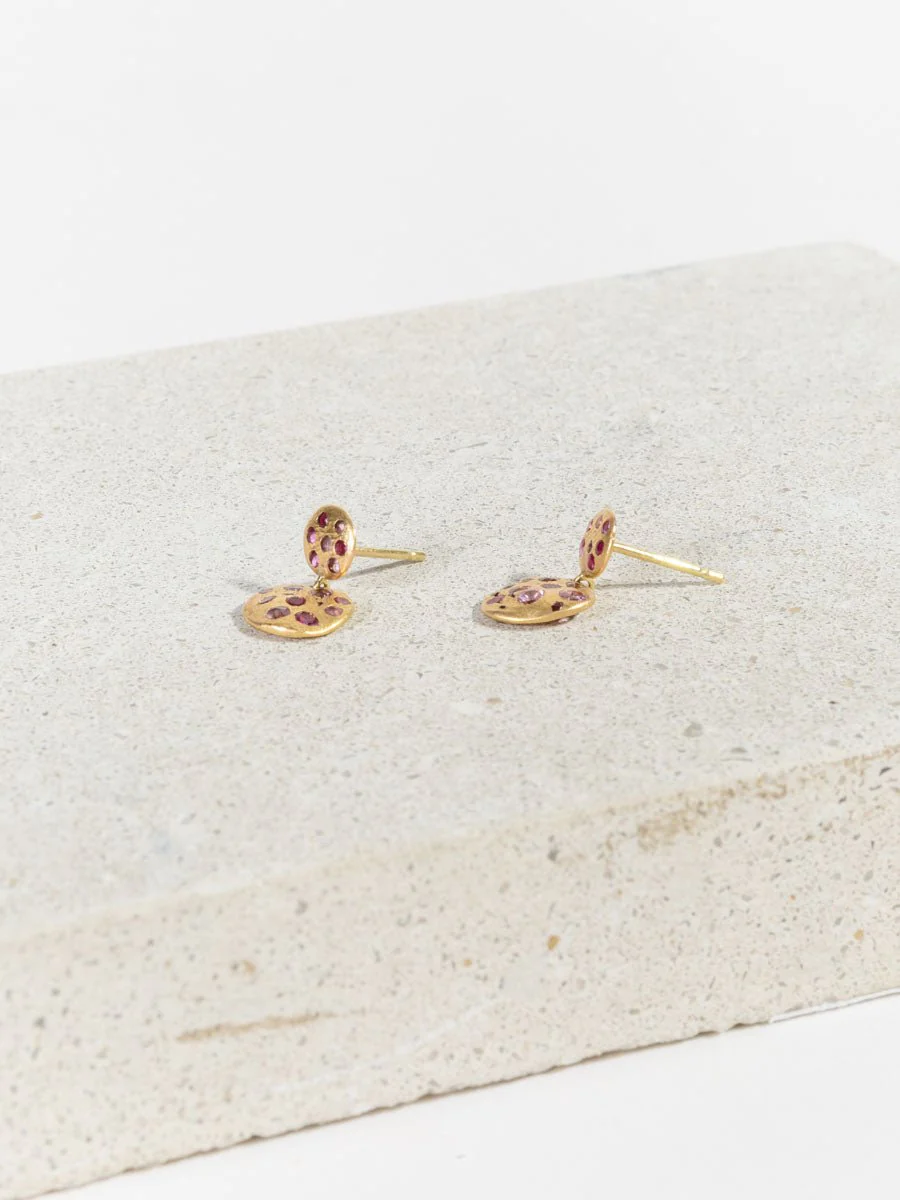 pink sapphire double drop earrings - Image 4