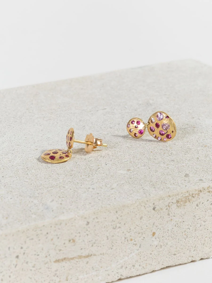 pink sapphire double drop earrings - Image 5