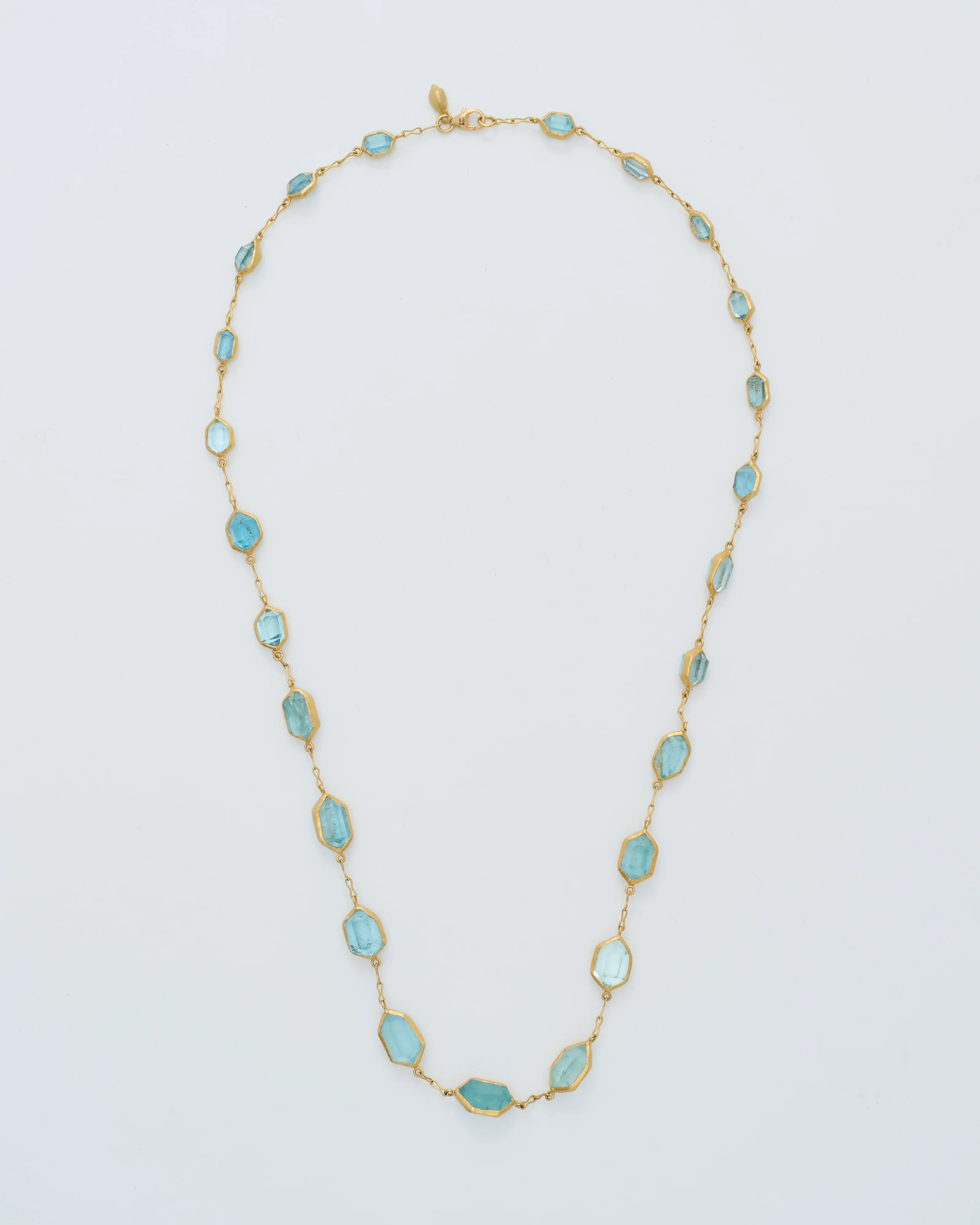 18kt gold cerulean full stone necklace - Image 7