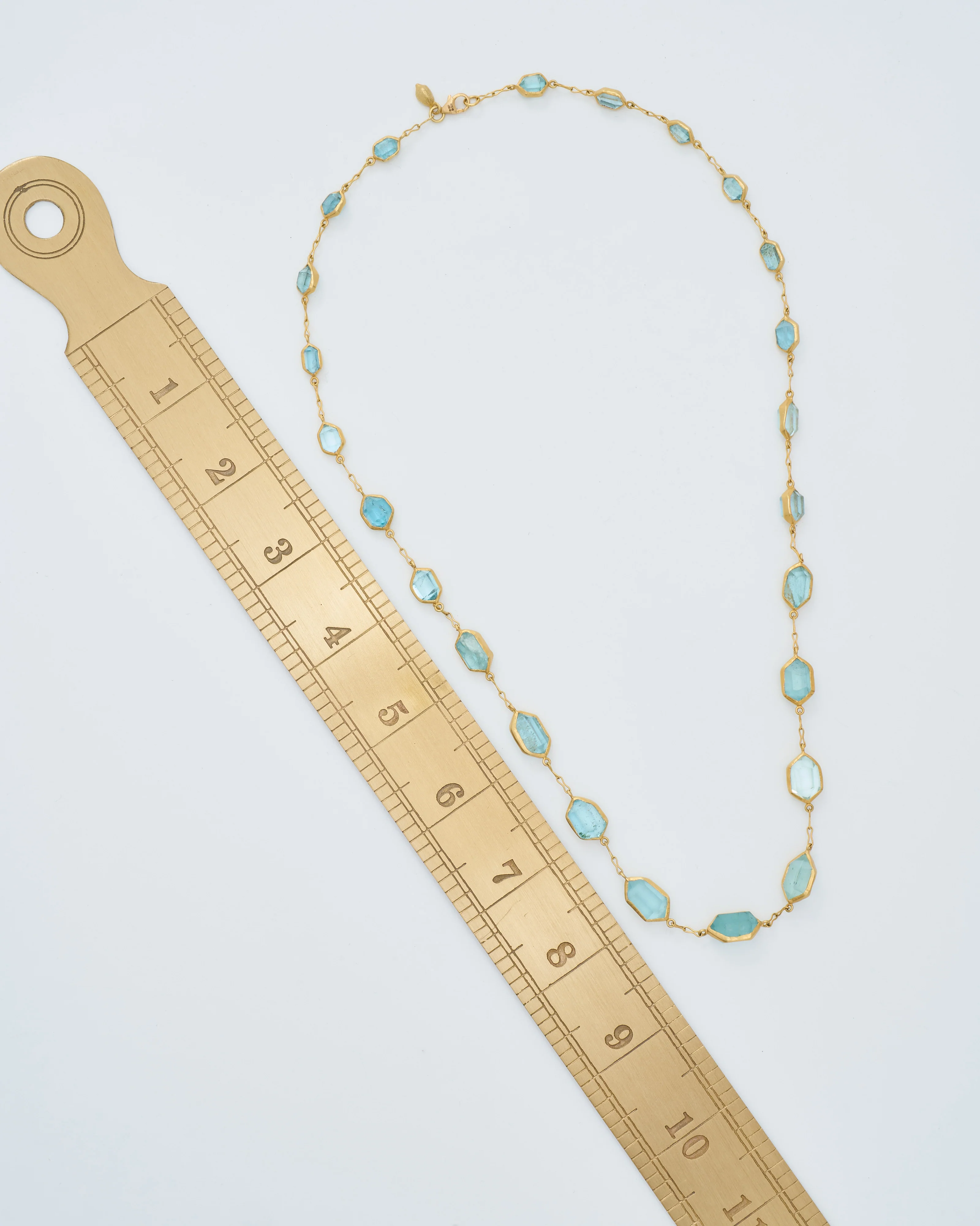18kt gold cerulean full stone necklace - Image 8