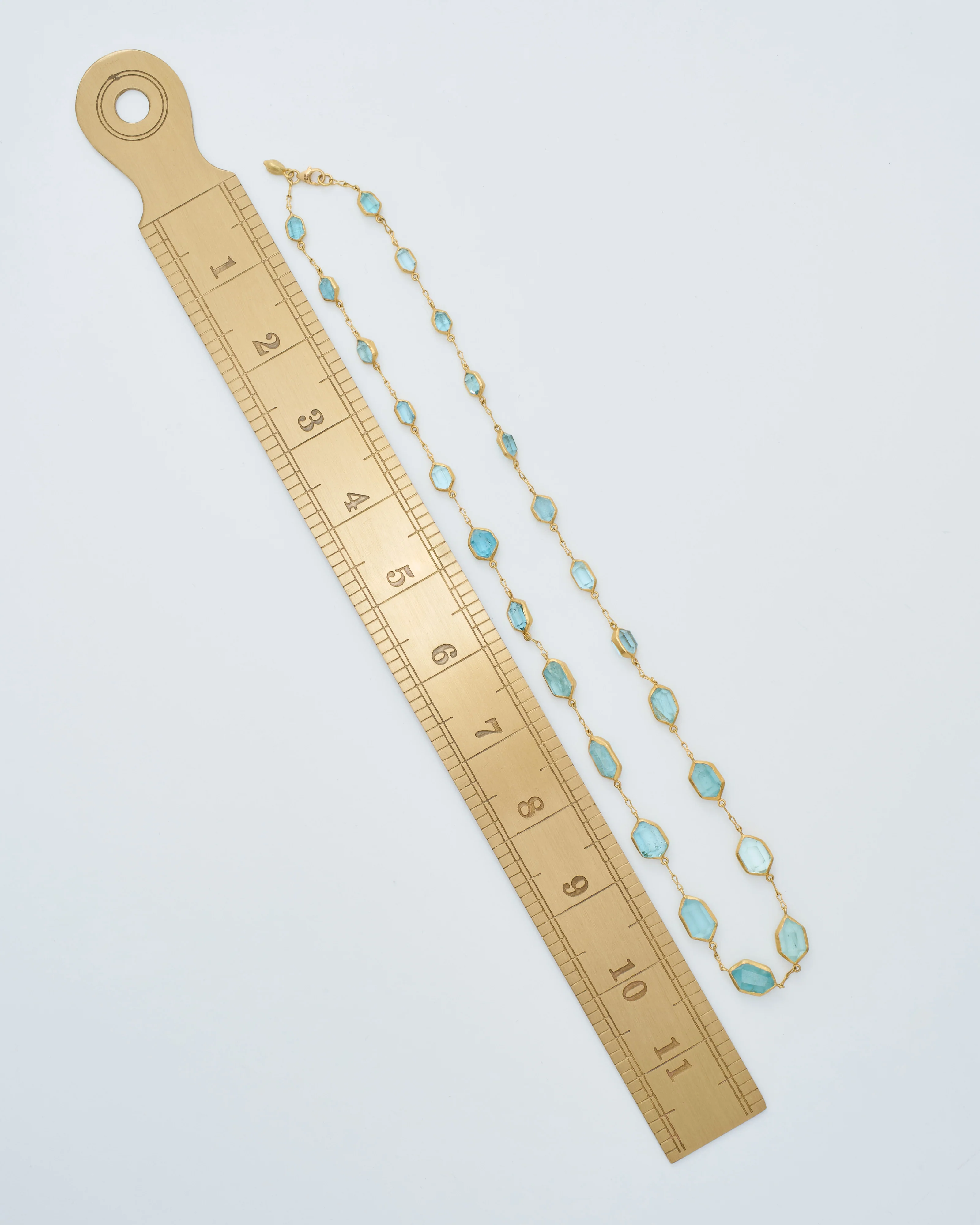 18kt gold cerulean full stone necklace - Image 9