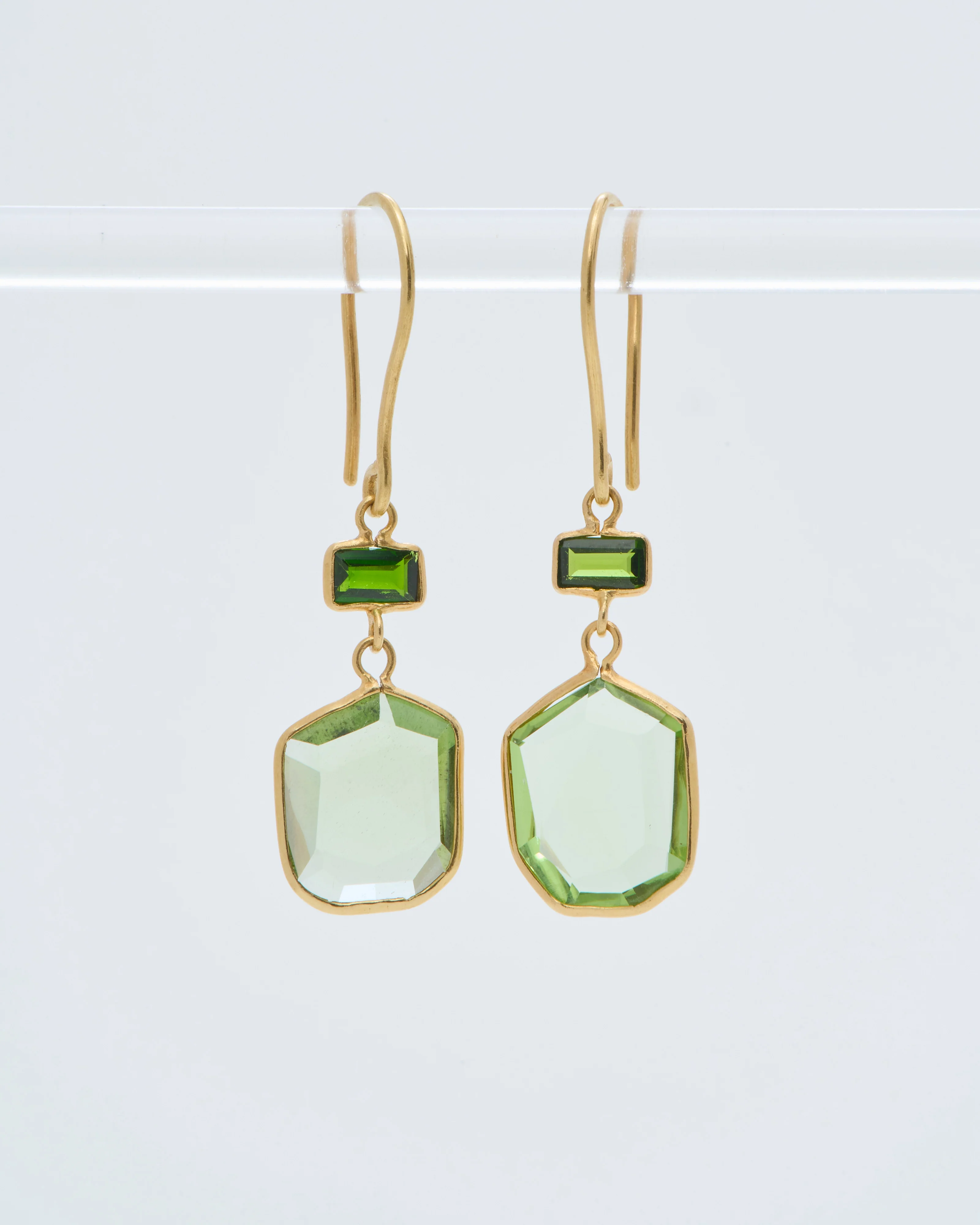 18kt gold pstm myanmar tender double drop earrings - Image 7