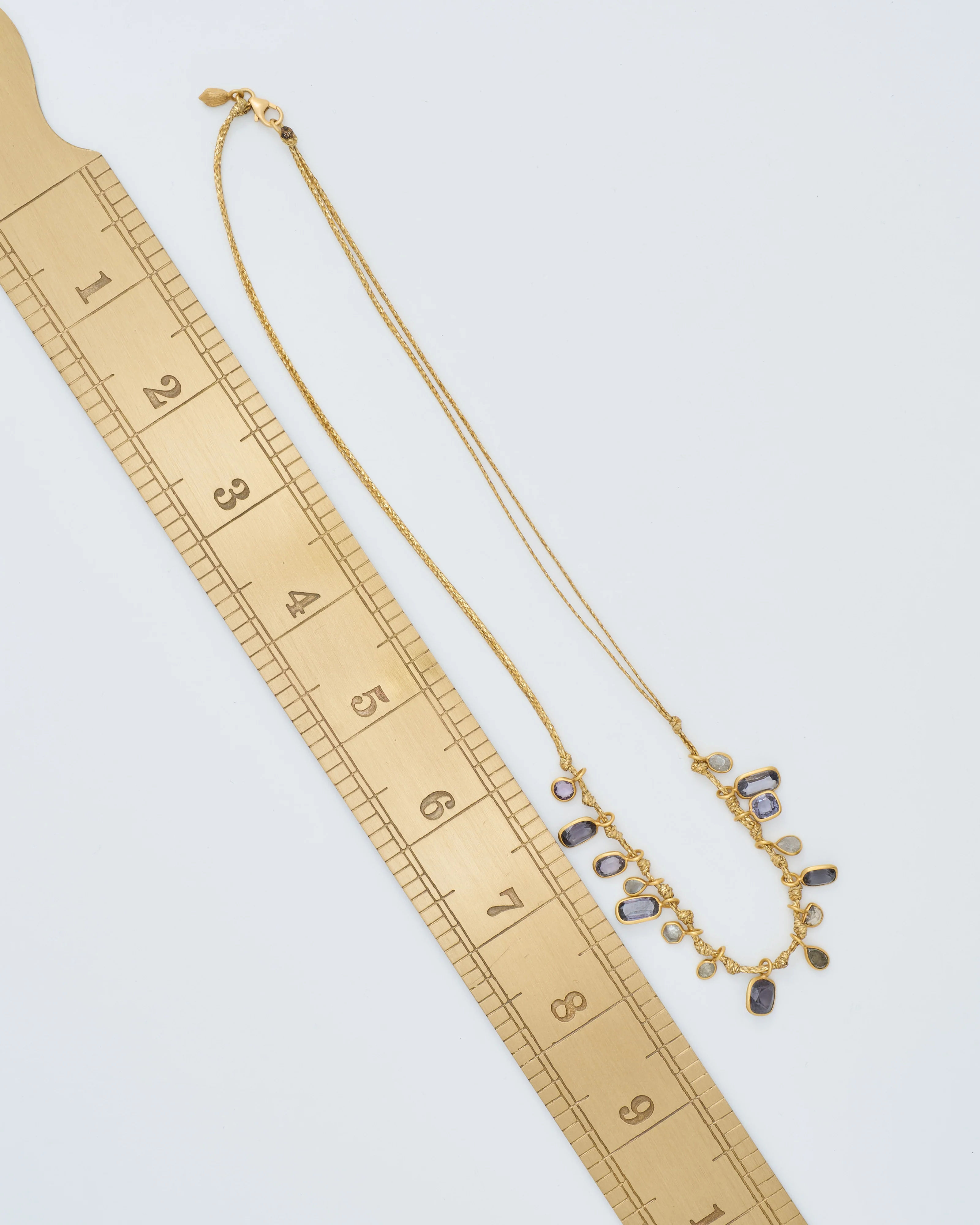18kt gold the middle path 15 stone necklace on cord - Image 10