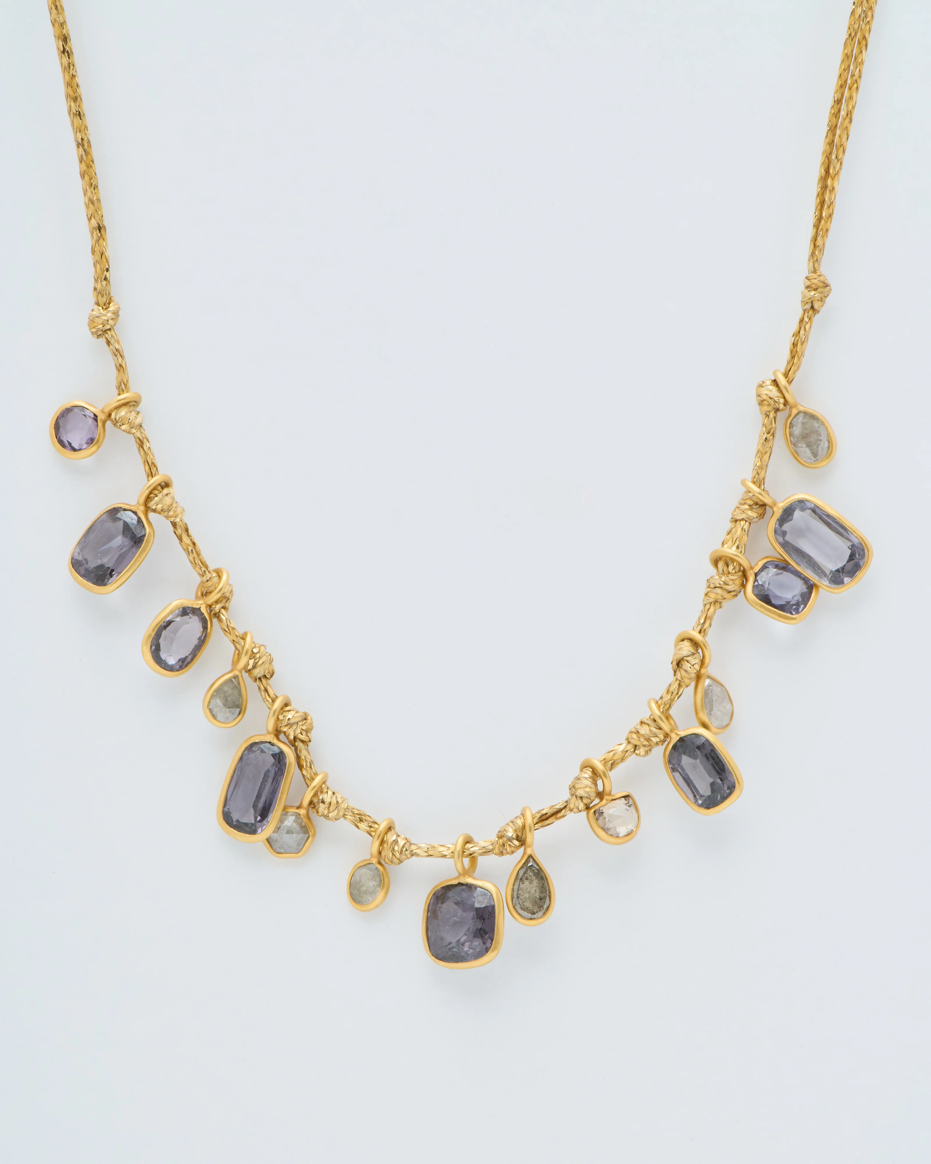 18kt gold the middle path 15 stone necklace on cord - Image 3