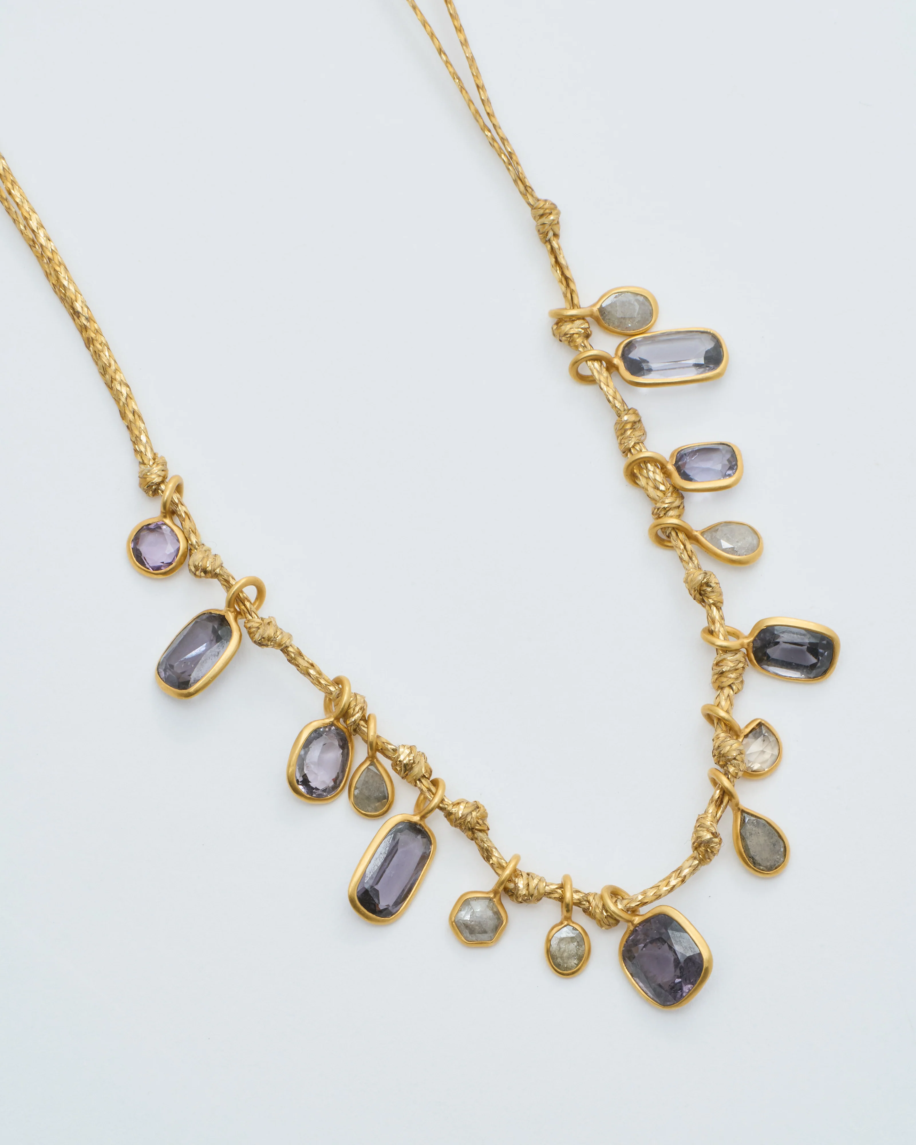 18kt gold the middle path 15 stone necklace on cord - Image 4