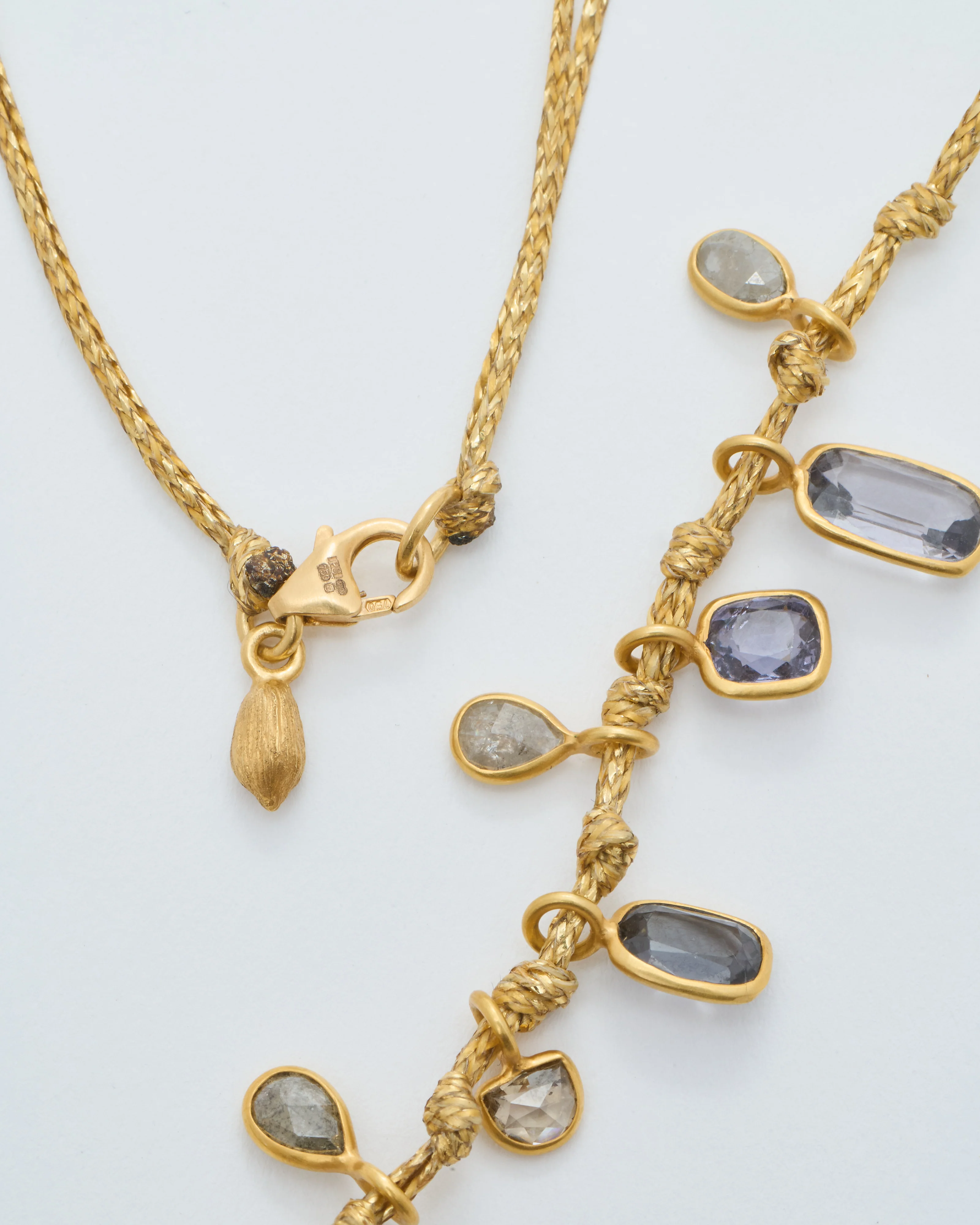 18kt gold the middle path 15 stone necklace on cord - Image 6