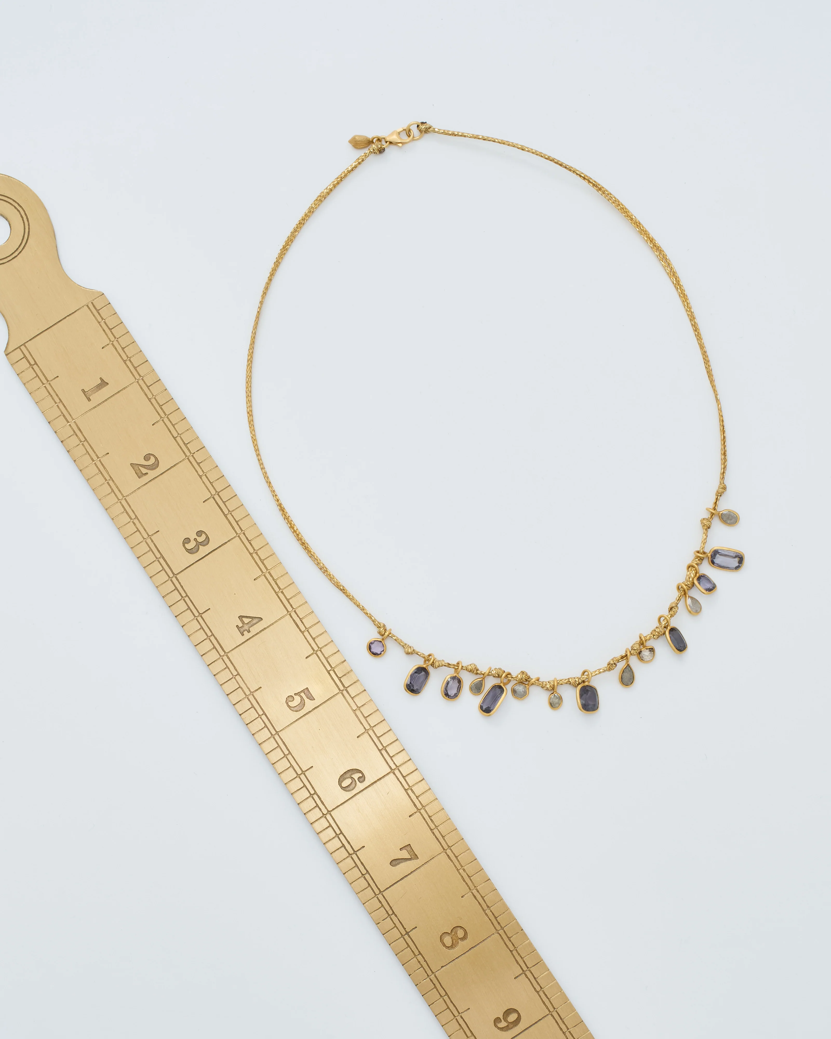 18kt gold the middle path 15 stone necklace on cord - Image 9