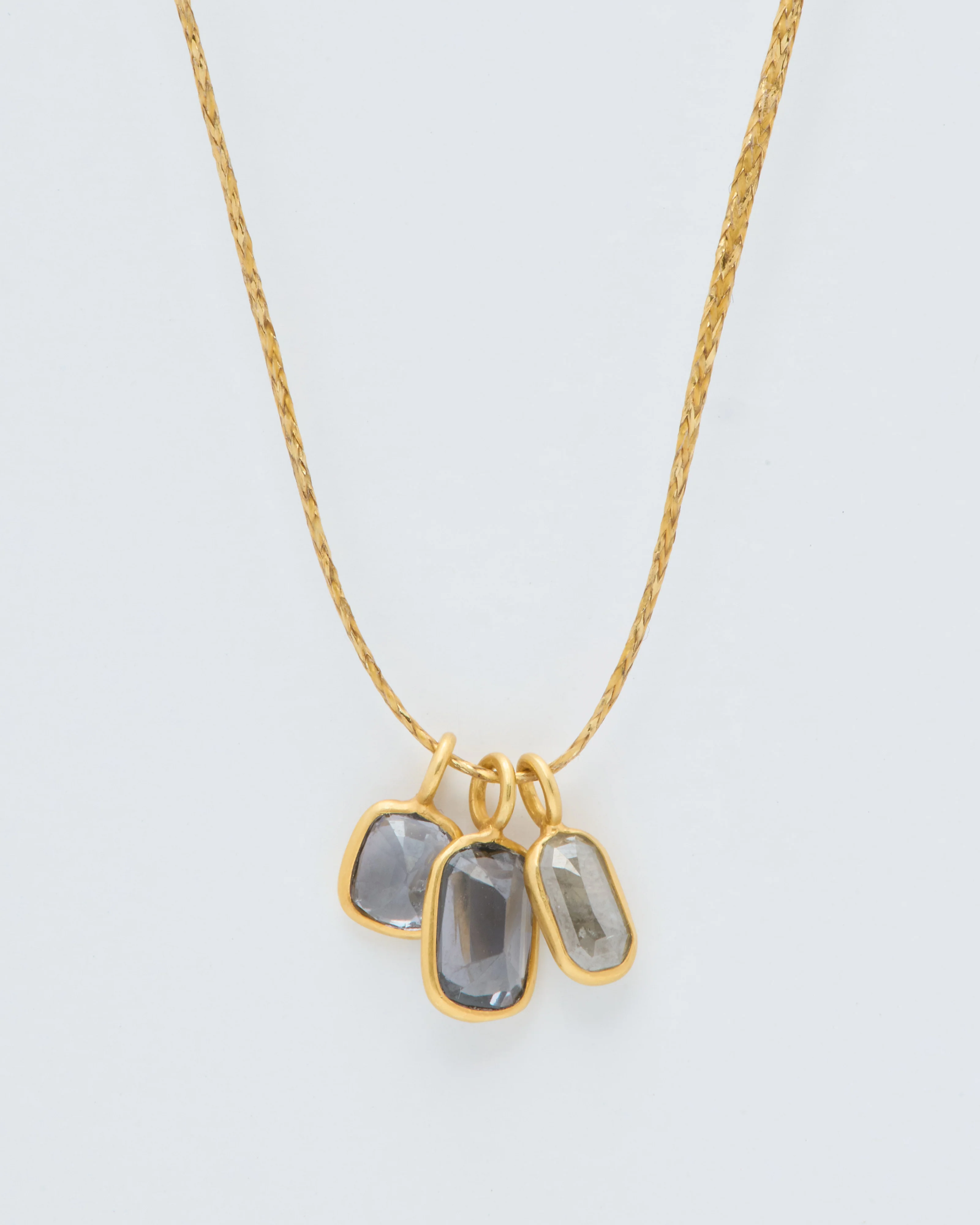 18kt gold the middle path colette set triple pendants on cord - Image 3
