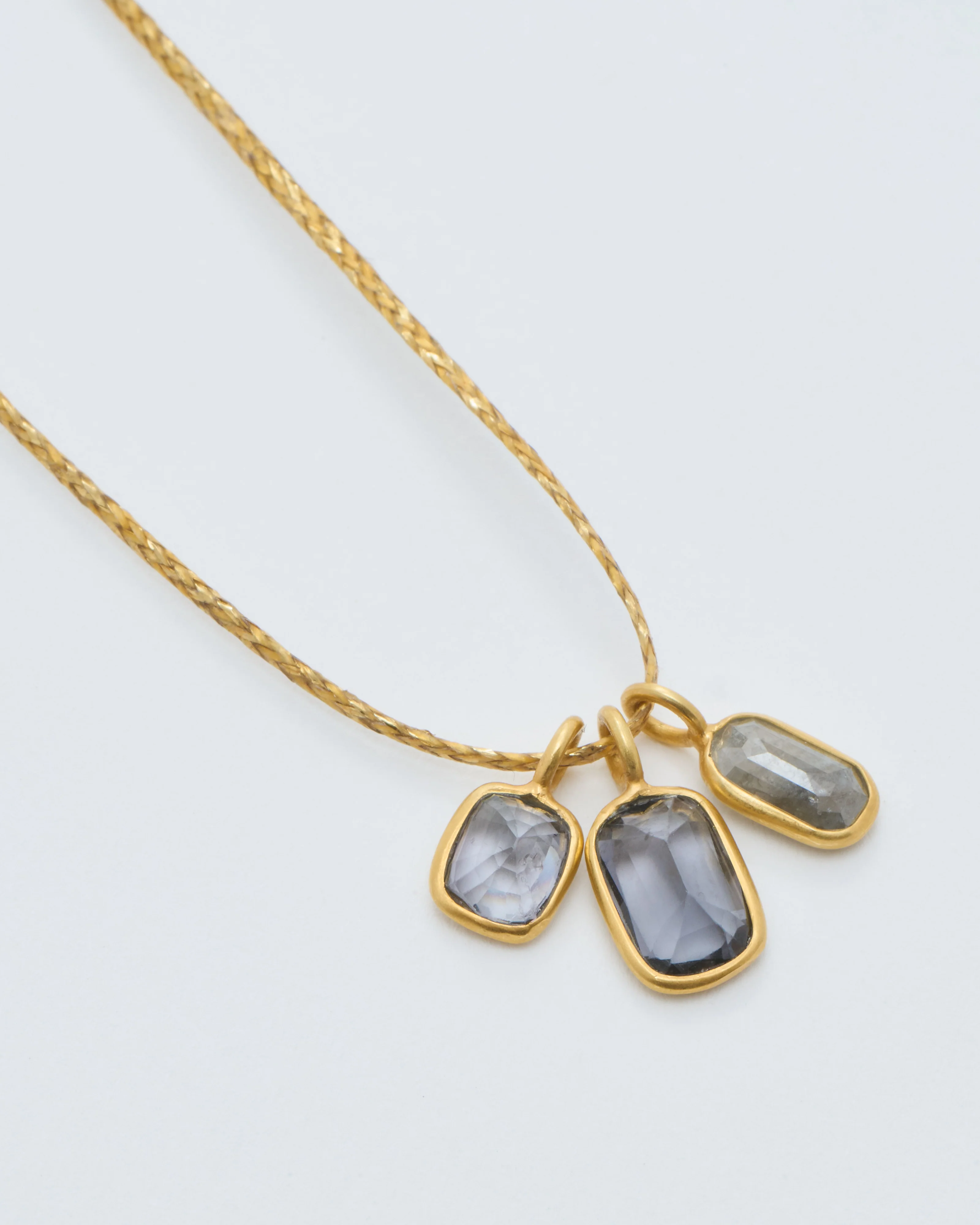 18kt gold the middle path colette set triple pendants on cord - Image 4