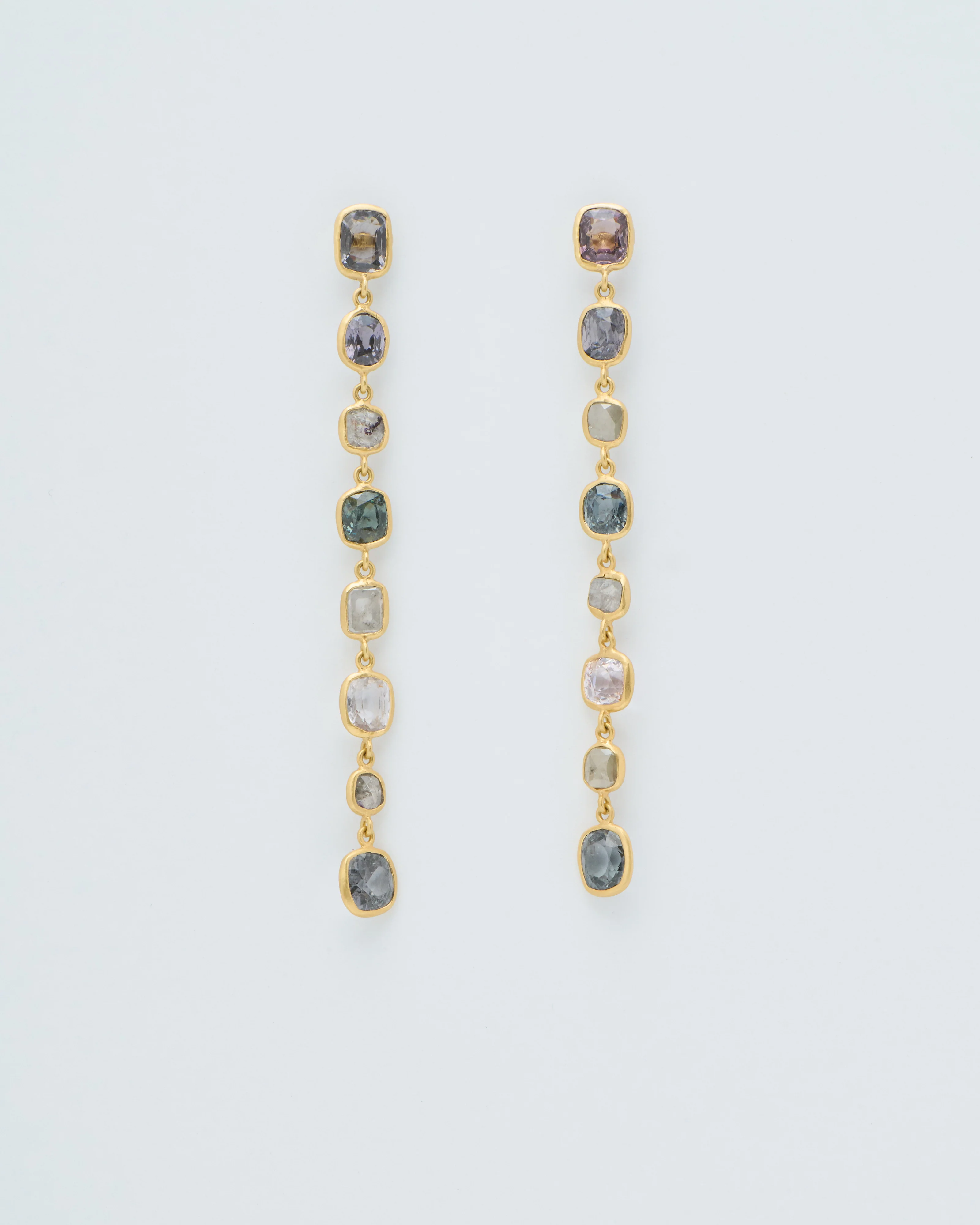 18kt gold the middle path stud & seven drop earrings