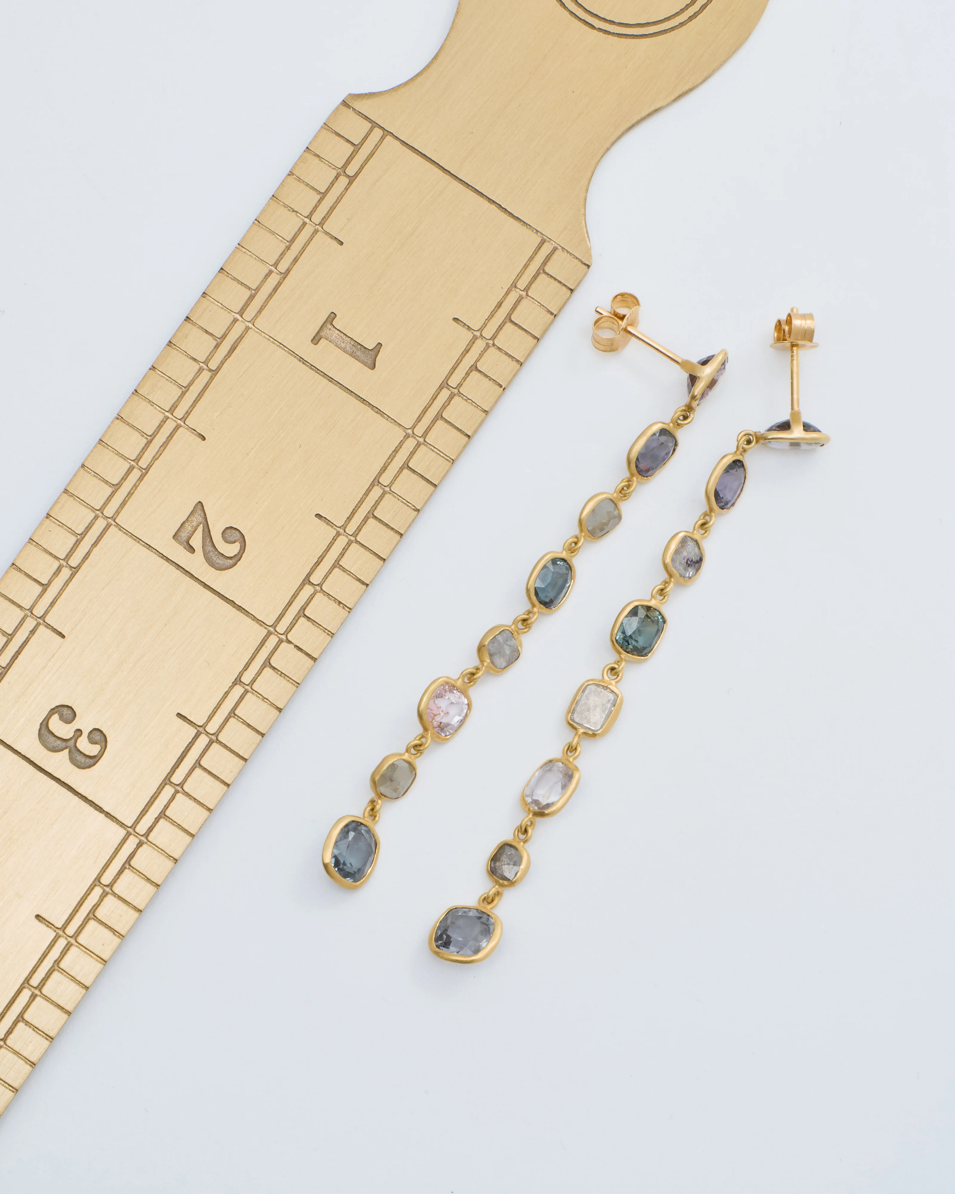 18kt gold the middle path stud & seven drop earrings - Image 6