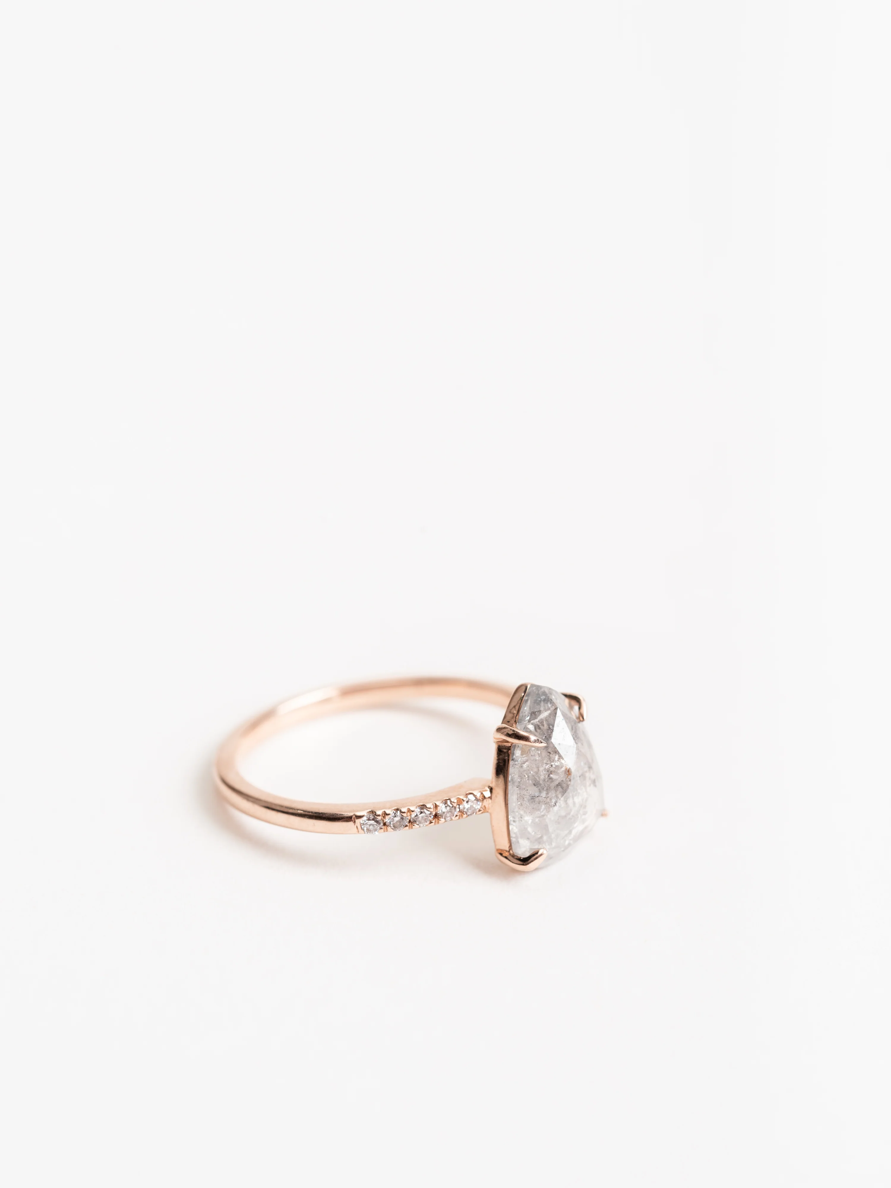 grey pear diamond ring with jules setting - Image 2