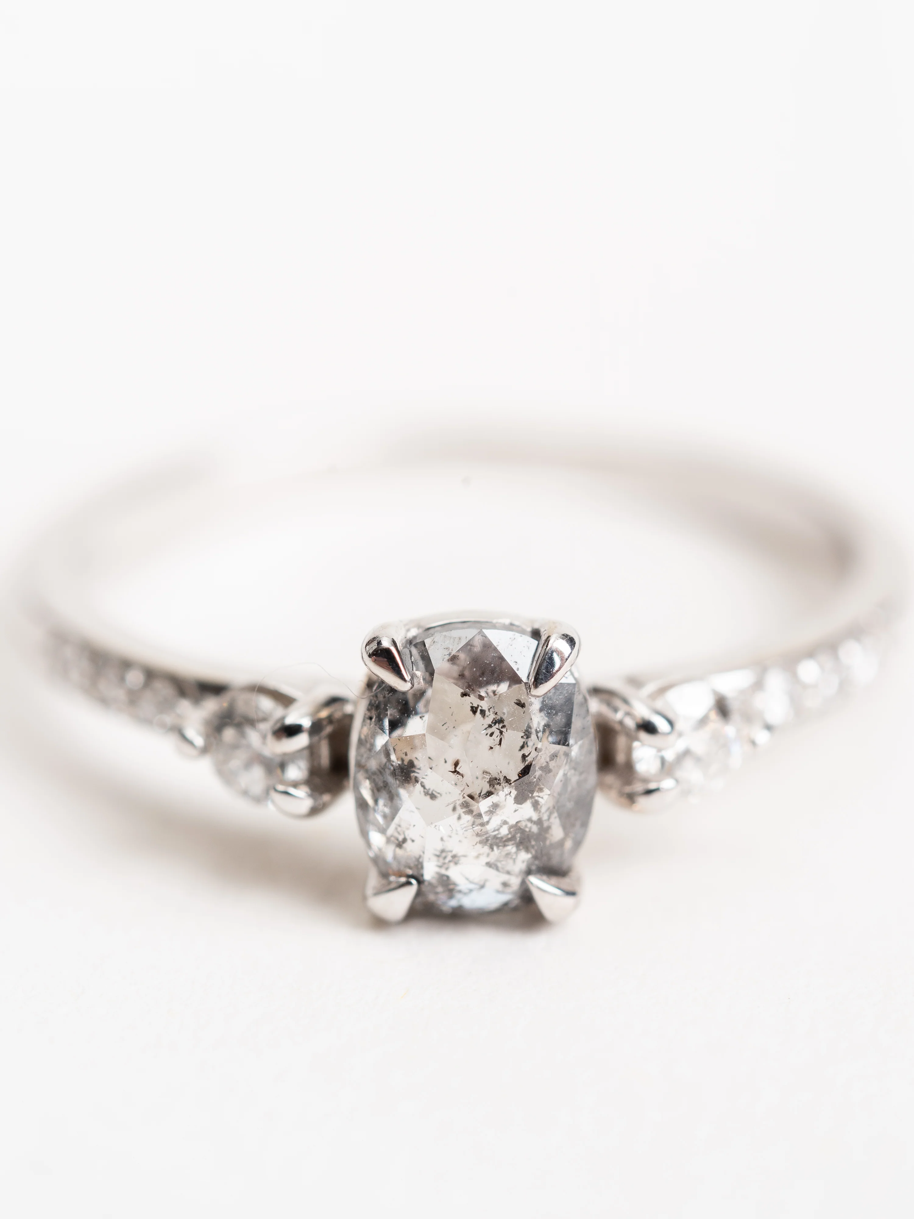 salt & pepper oval diamond with eliza setting - Image 5