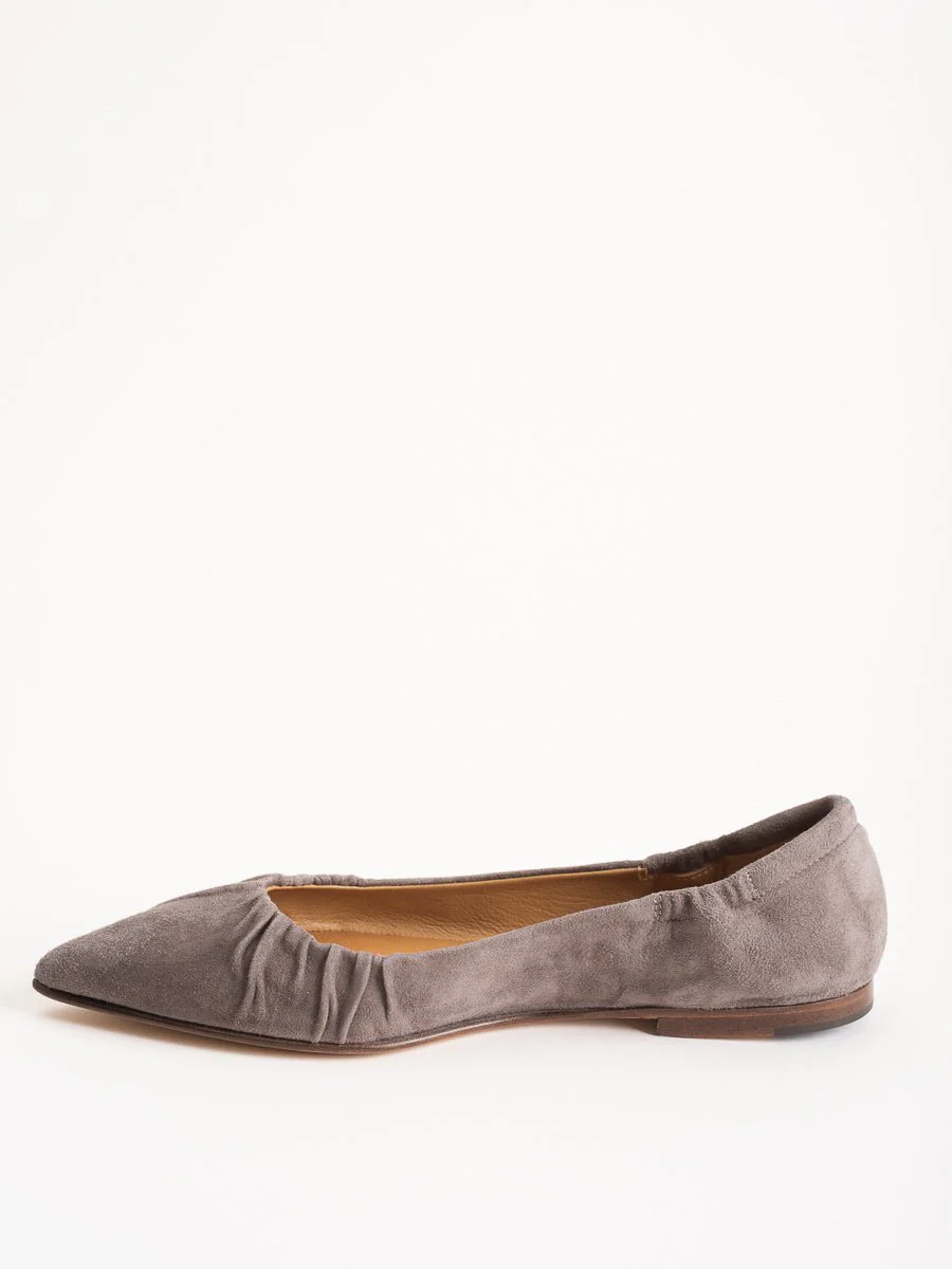 ruched flat - taupe suede - Image 2