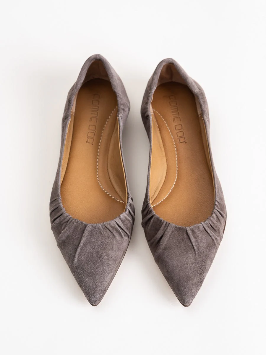 ruched flat - taupe suede - Image 3