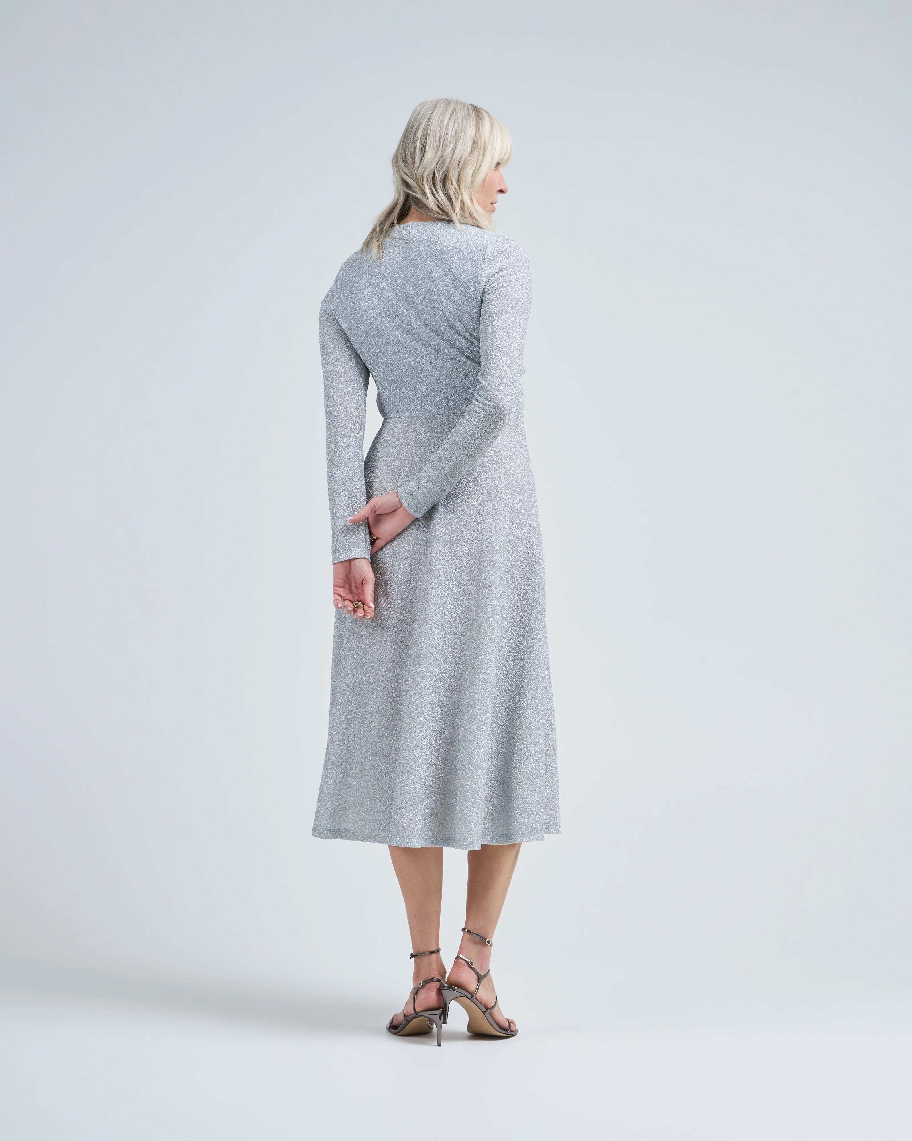 twist front long sleeve sparkle dress - Image 4