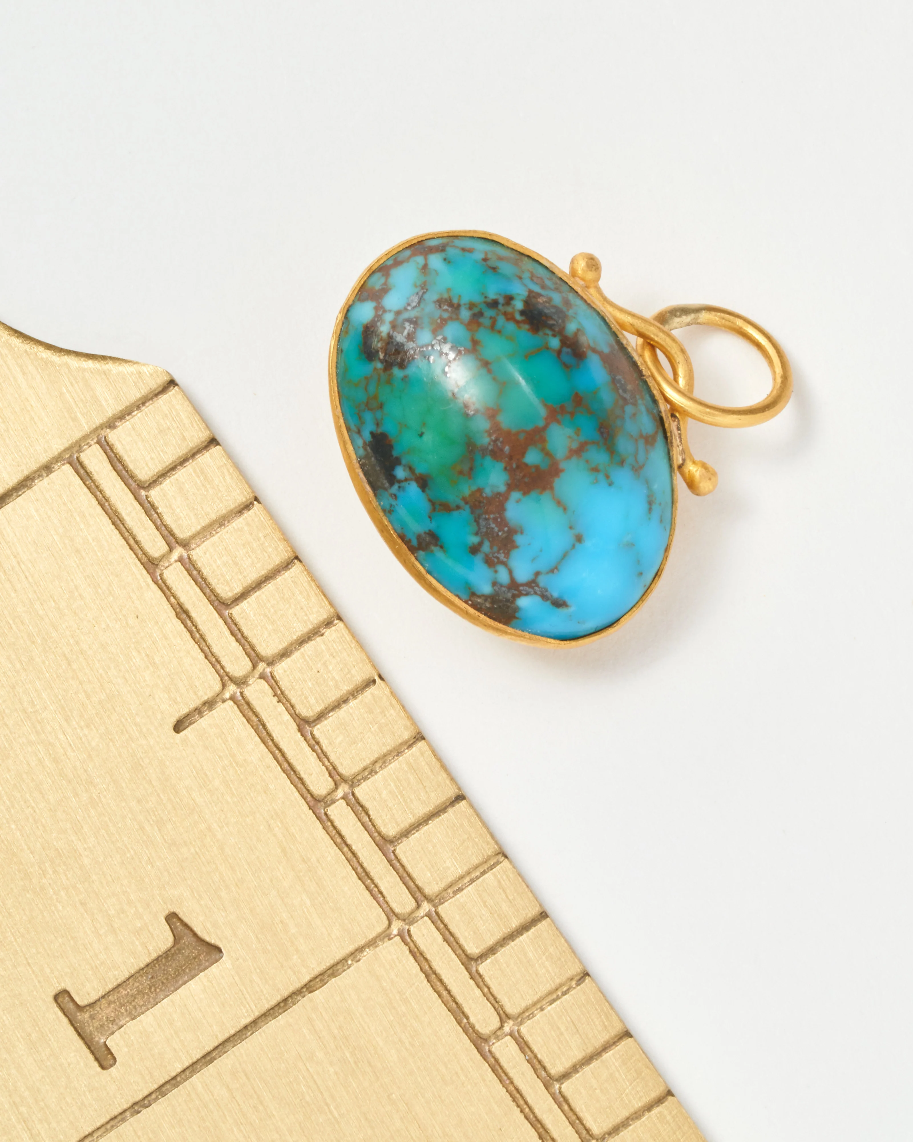 medium two-toned turquoise pendant - Image 6