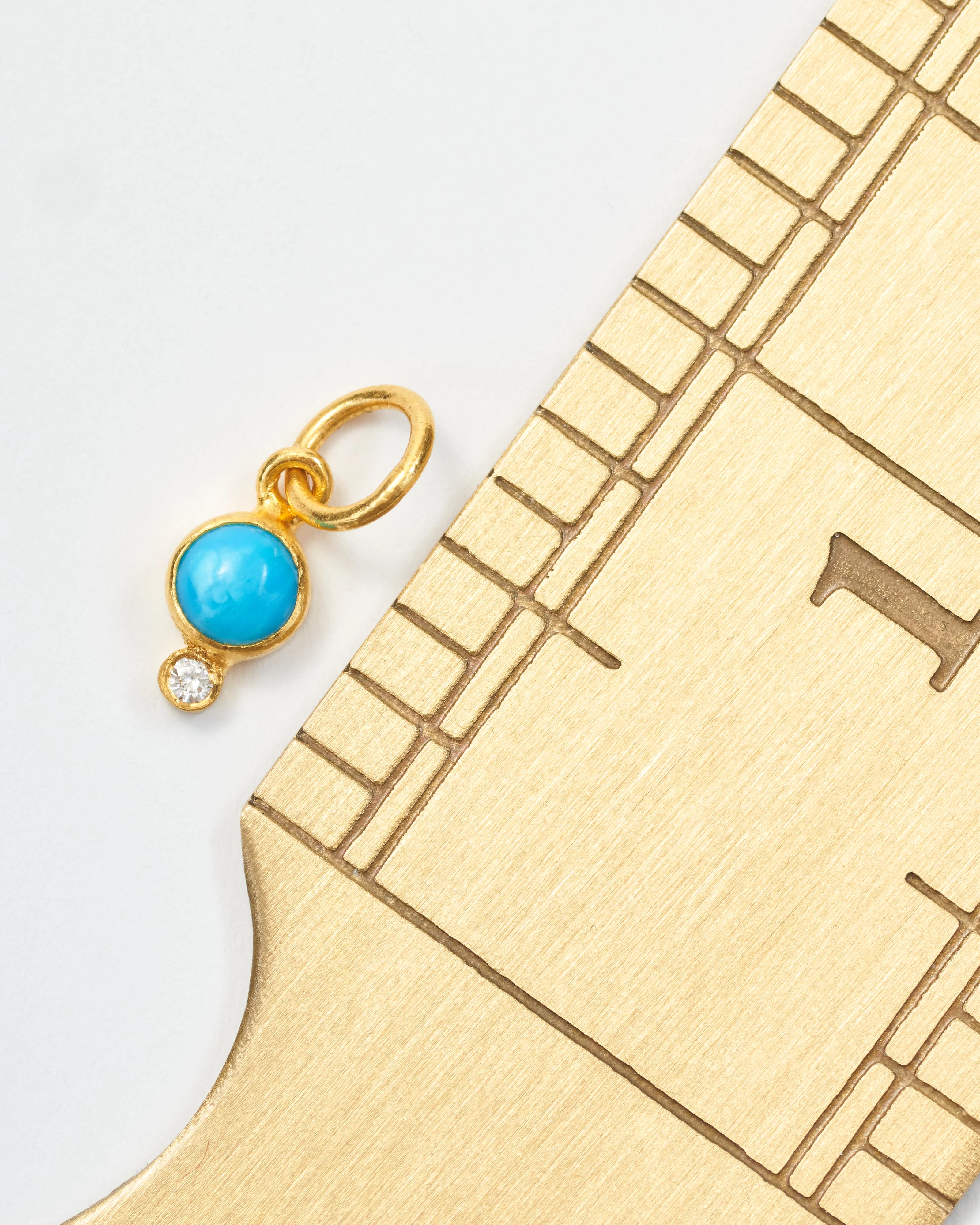 small turquoise pendant with diamond - Image 5