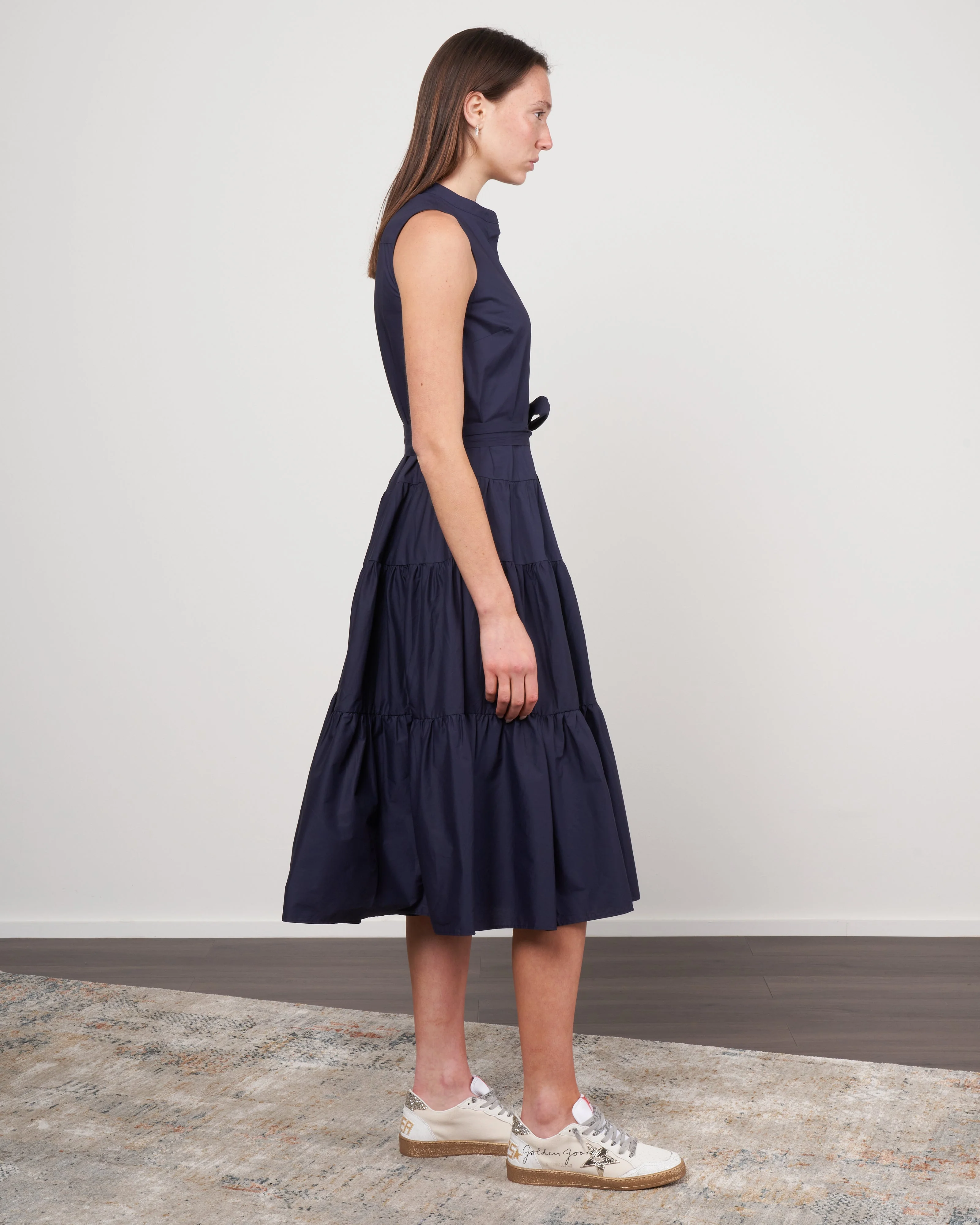 cotton tiered dress - 204 navy - Image 2