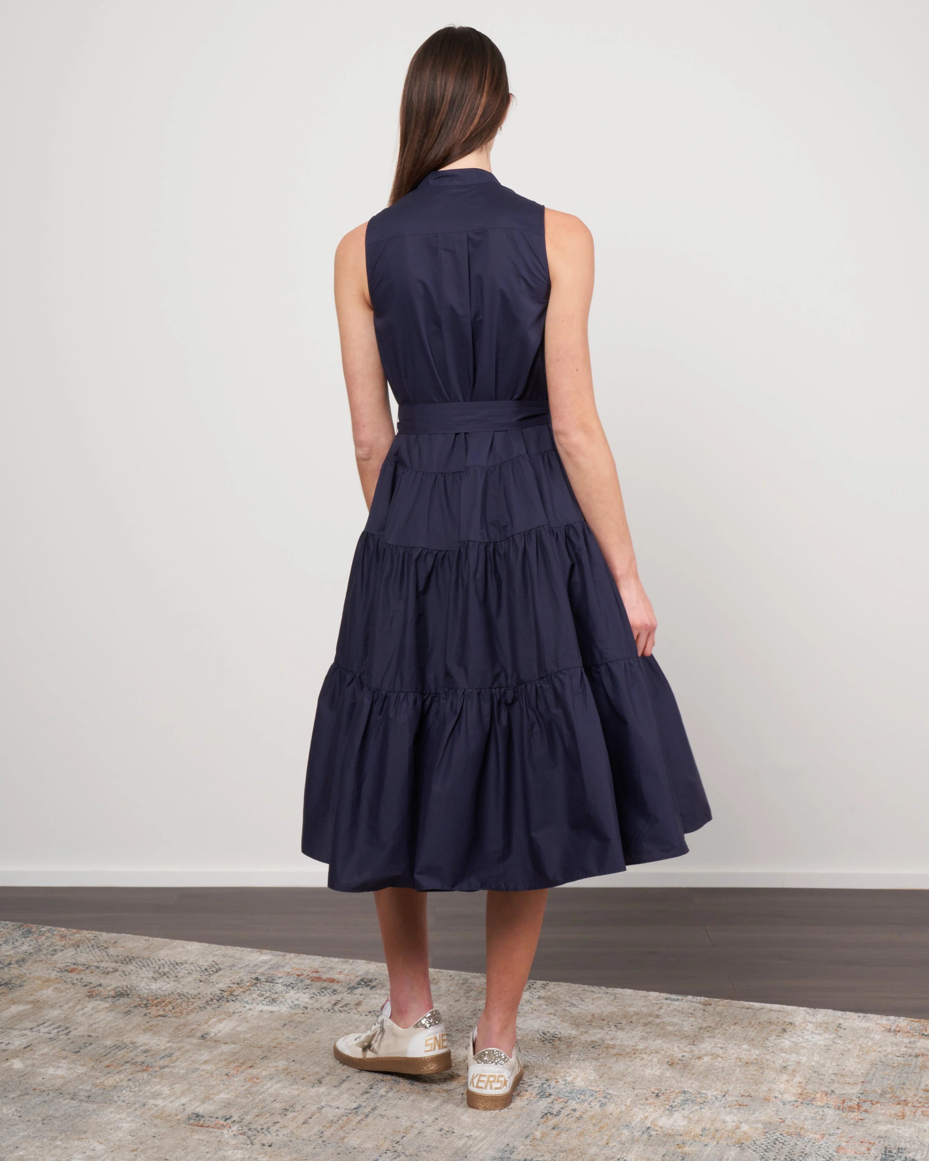 cotton tiered dress - 204 navy - Image 3