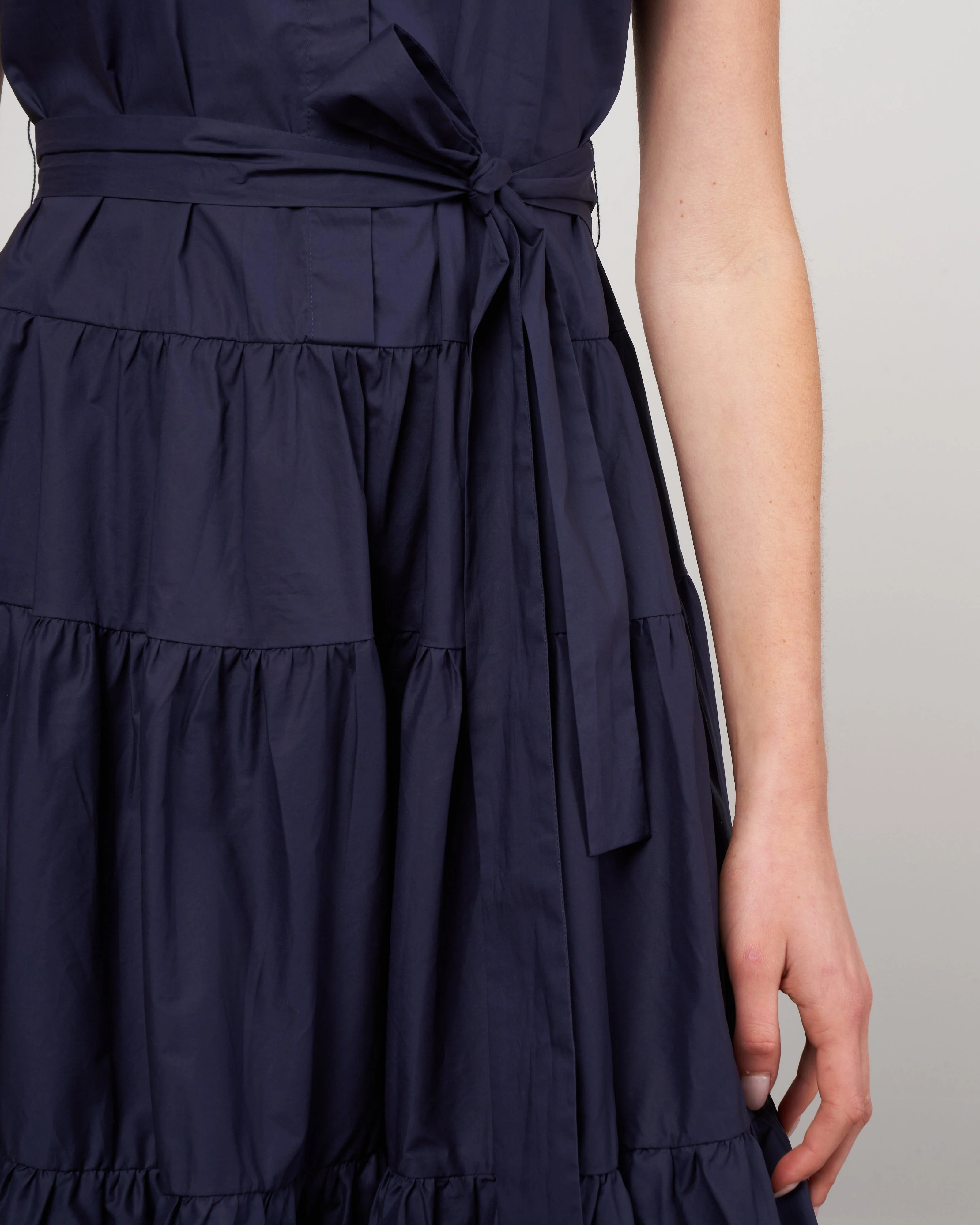 cotton tiered dress - 204 navy - Image 4