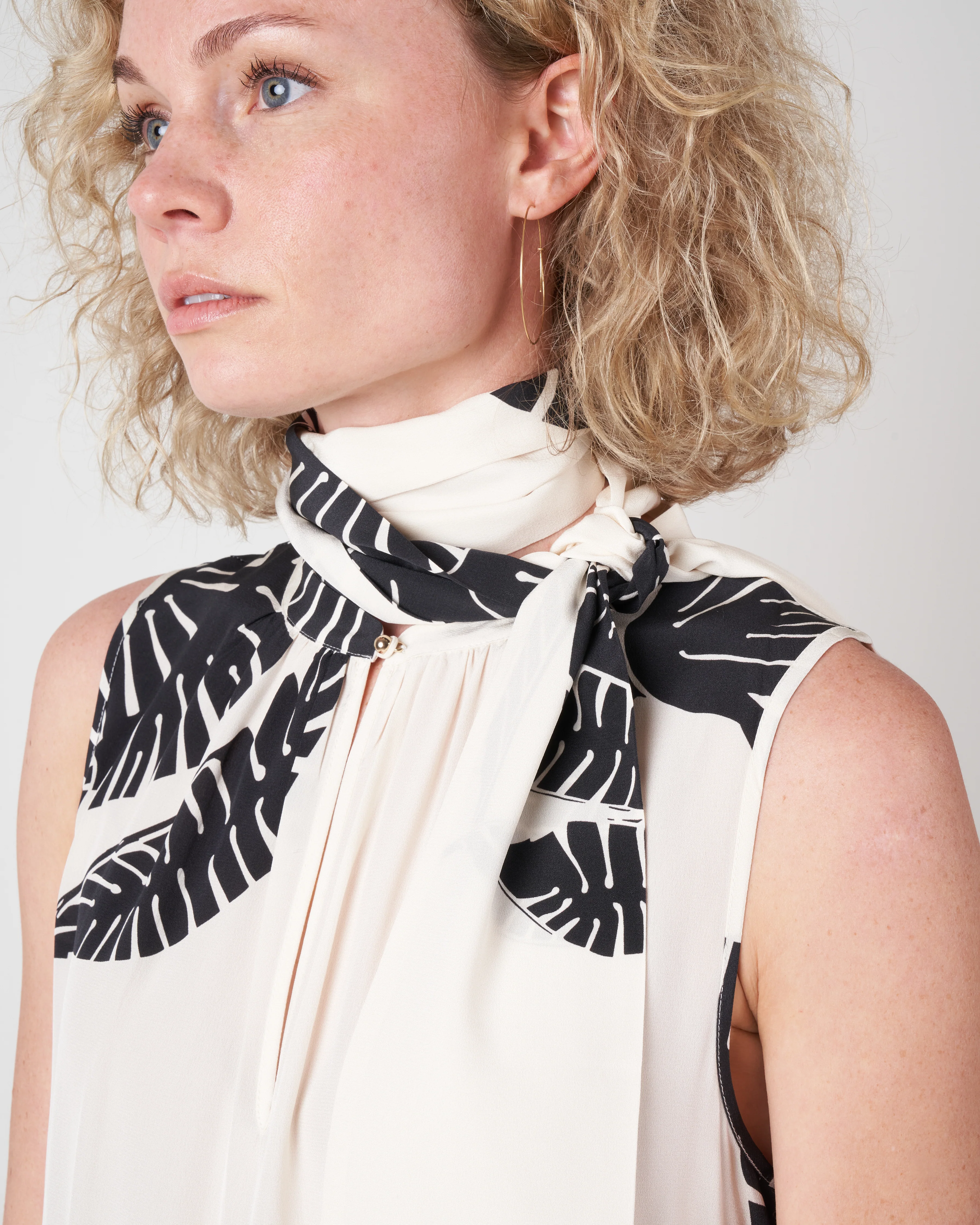 long silk dress w/leaves - ivory - Image 5